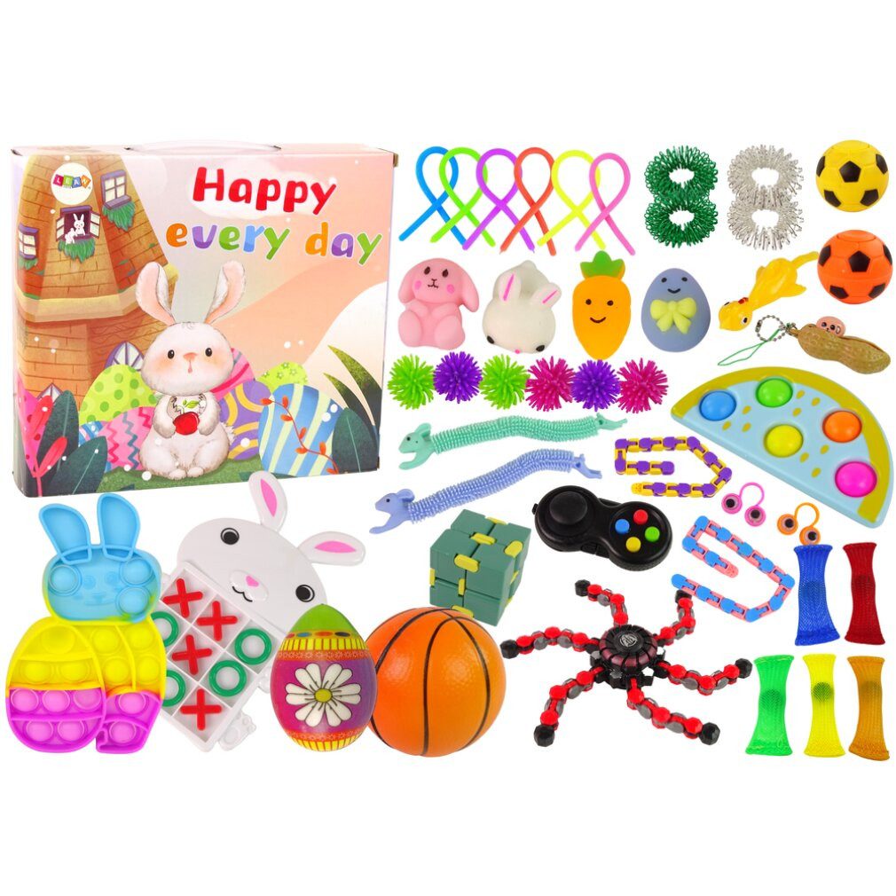 LEAN TOYS Kostüm Ostern Fidget Toys Pop It Squishy Anti-Stress Set 42 Elemente