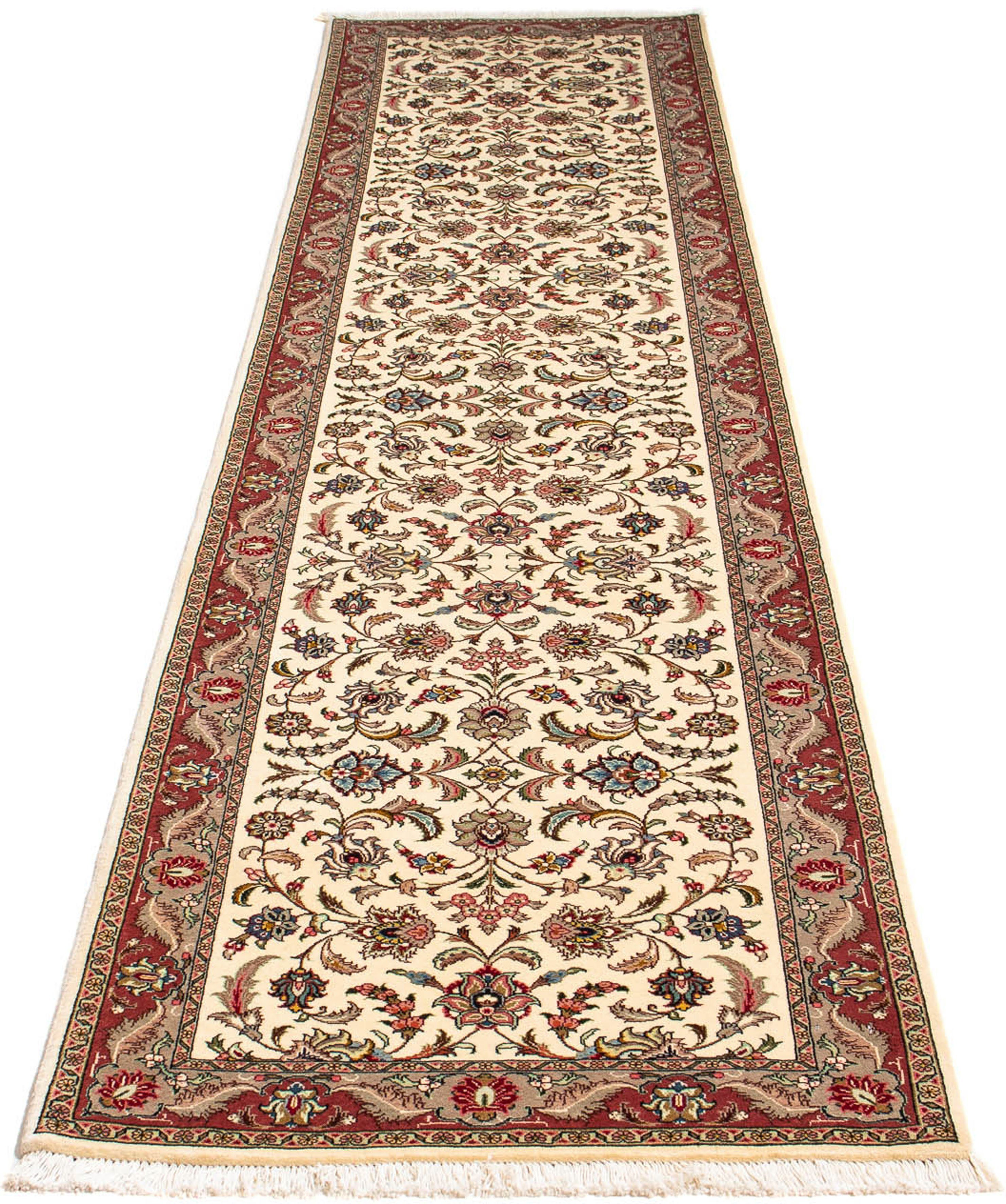 Orientteppich Perser - Täbriz - Royal - 297 x 73 cm - beige, morgenland, rechteckig, Höhe: 7 mm, Wohnzimmer, Handgeknüpft, Einzelstück mit Zertifikat | Kurzflor-Teppiche