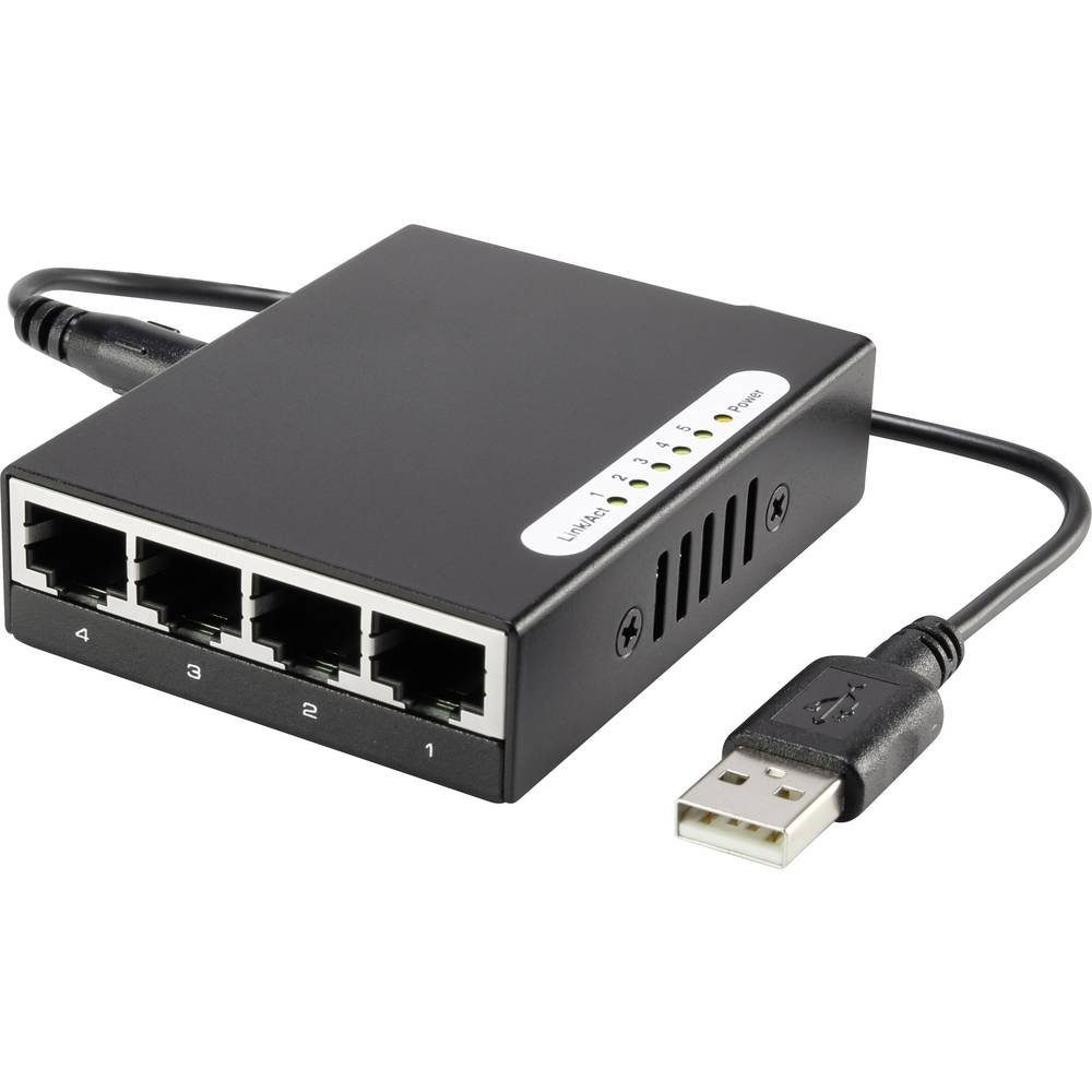 Renkforce 5 Port 10/100 Metall-Switch mini mit Netzwerk-Switch (USB-Stromversorgung)