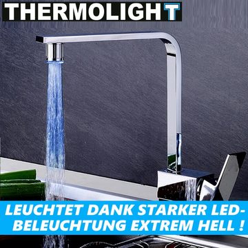 MAVURA Wasserhahnfilter THERMOLIGHT LED Wasserhahn Aufsatz Licht Küche Bad Thermosensor, Luftsprudler Wasserhahnaufsatz temperaturempfindlich