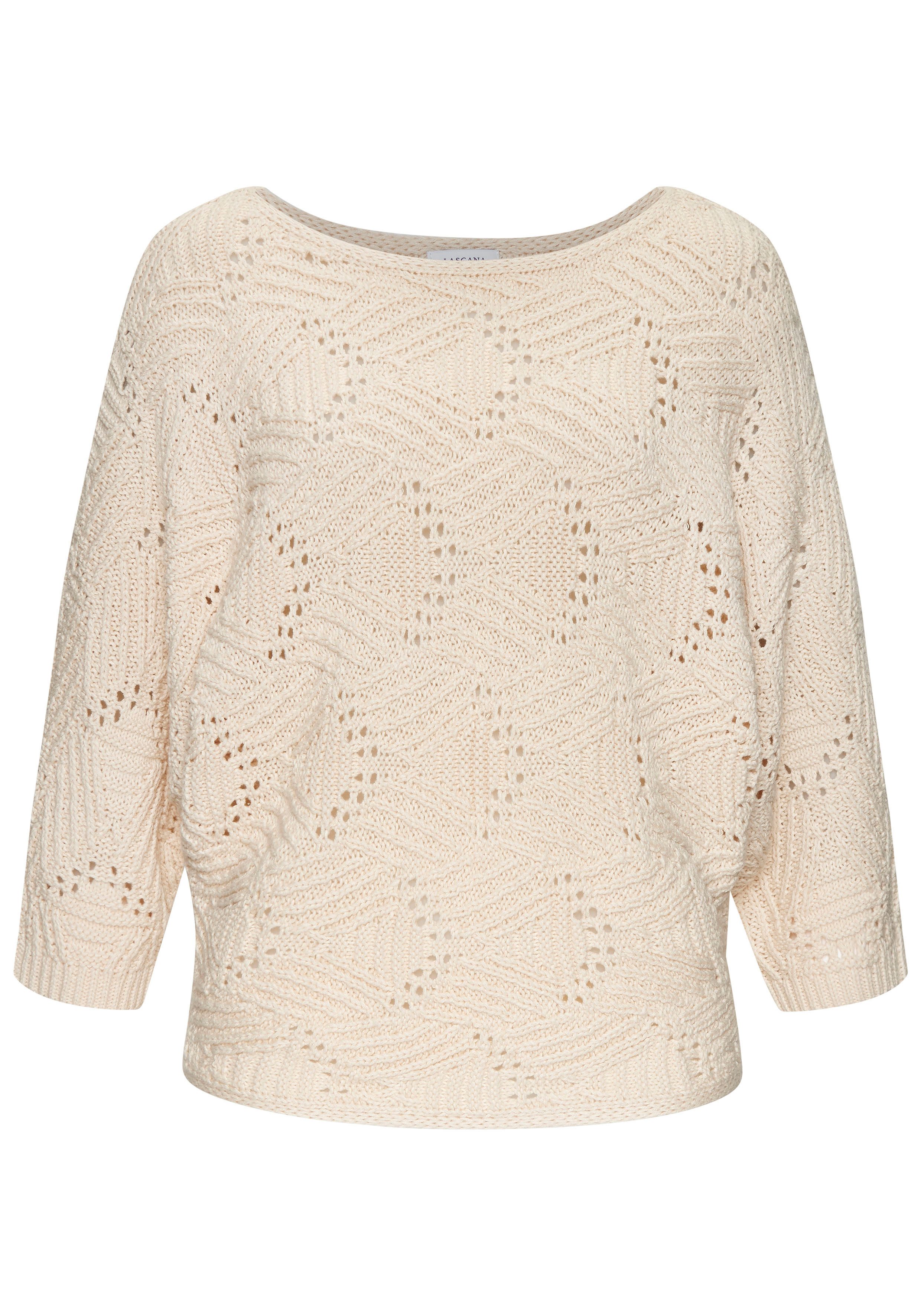 LASCANA Fledermauspullover mit aufwendigem Strickmuster günstig online kaufen