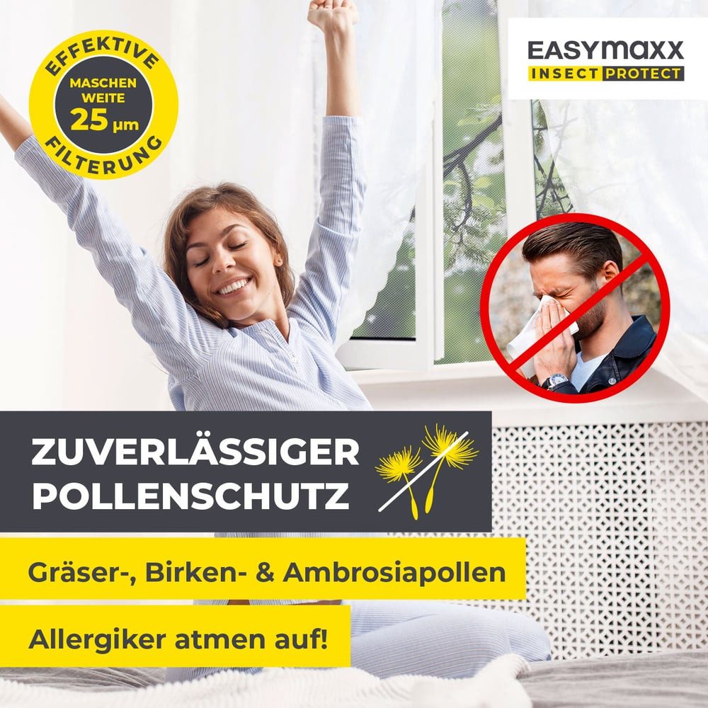 EASYmaxx Insektenschutz-Fensterrahmen Insect Protect Insekten- & Pollenschutzgitter 150 x 130 cm, (4-St), Moskitonetz zuschneidbar, Einfache Montage mit 12 Magneten