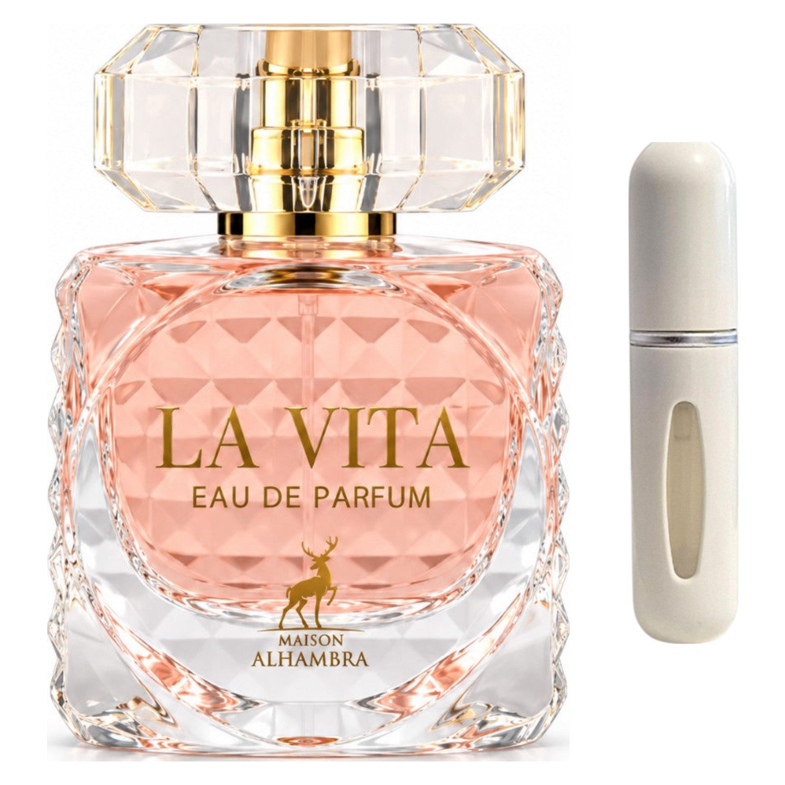 Maison Alhambra Duft-Set La Vita EDP – Orientalisch Blumig + Parfümzerstäuber (leer)