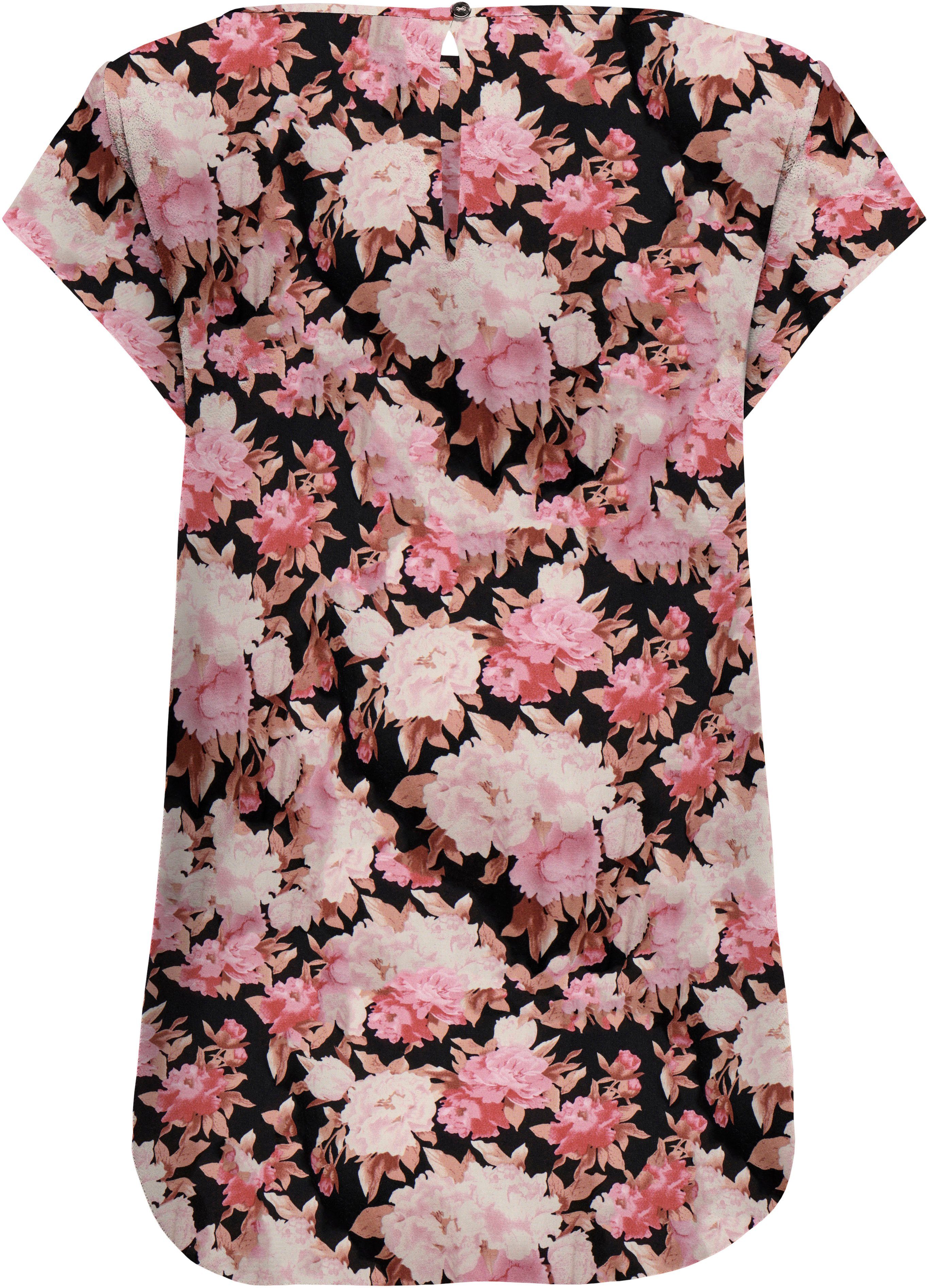 AOP:Ay ONLY ONLNOVA Blusenshirt LUX TOP blossom AOP PTM Black S/S peony