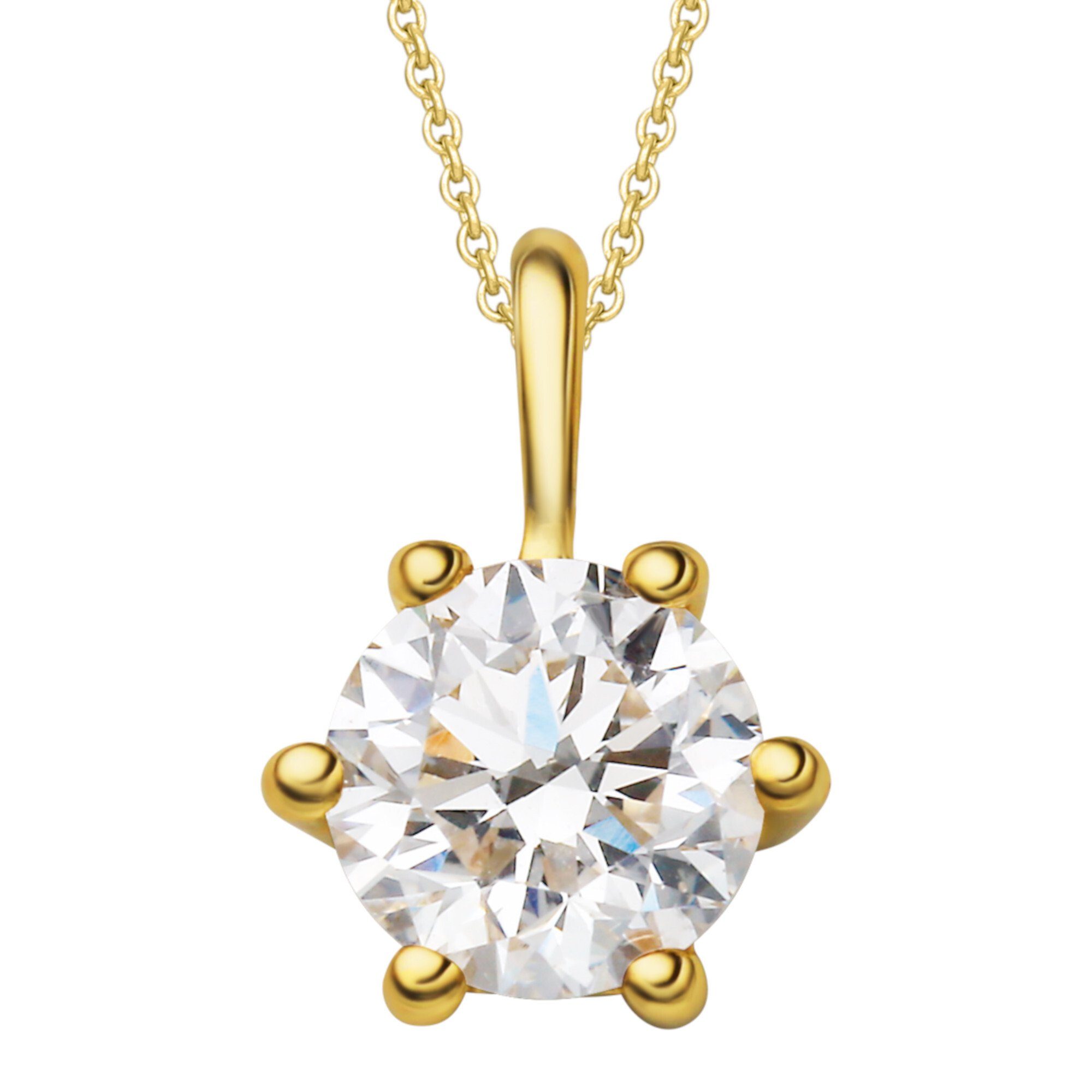 ELEMENT Kette aus Damen 0.3 Gelbgold, Anhänger Halskette mit - Schmuckset ONE Anhänger Set mit ct 585 Brillant verstellbarer Diamant