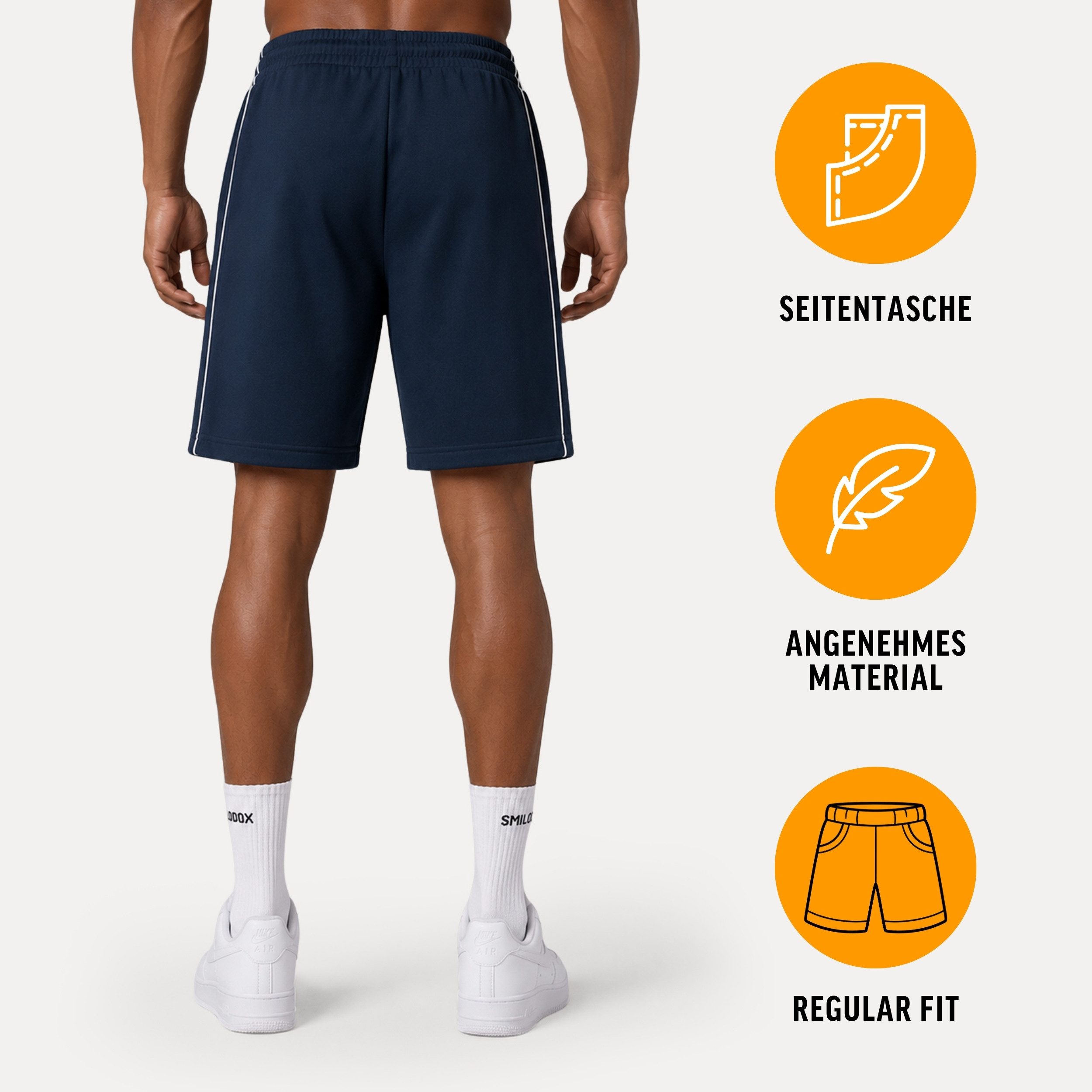 Smilodox Shorts Iseo Herren, FILA Jogger, Regular Fit, Baumwolle, für Sport, Freizeit FILA Kollaboration, Side Stripes, Rippbund, Tapered Leg