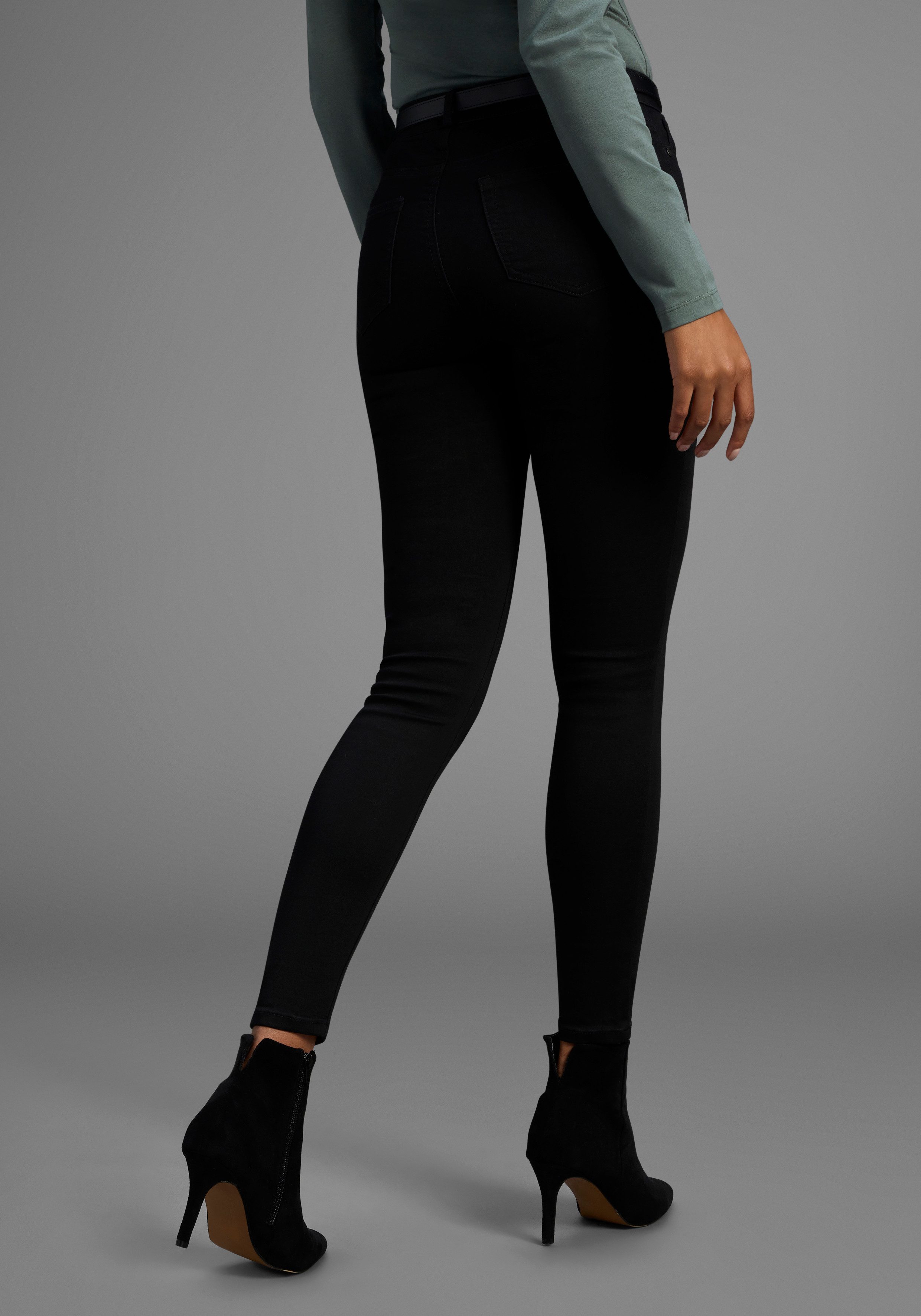 Arizona Skinny-fit-Jeans Ultra Stretch extra-eng geschnittene Beinform, modische Used-Waschung