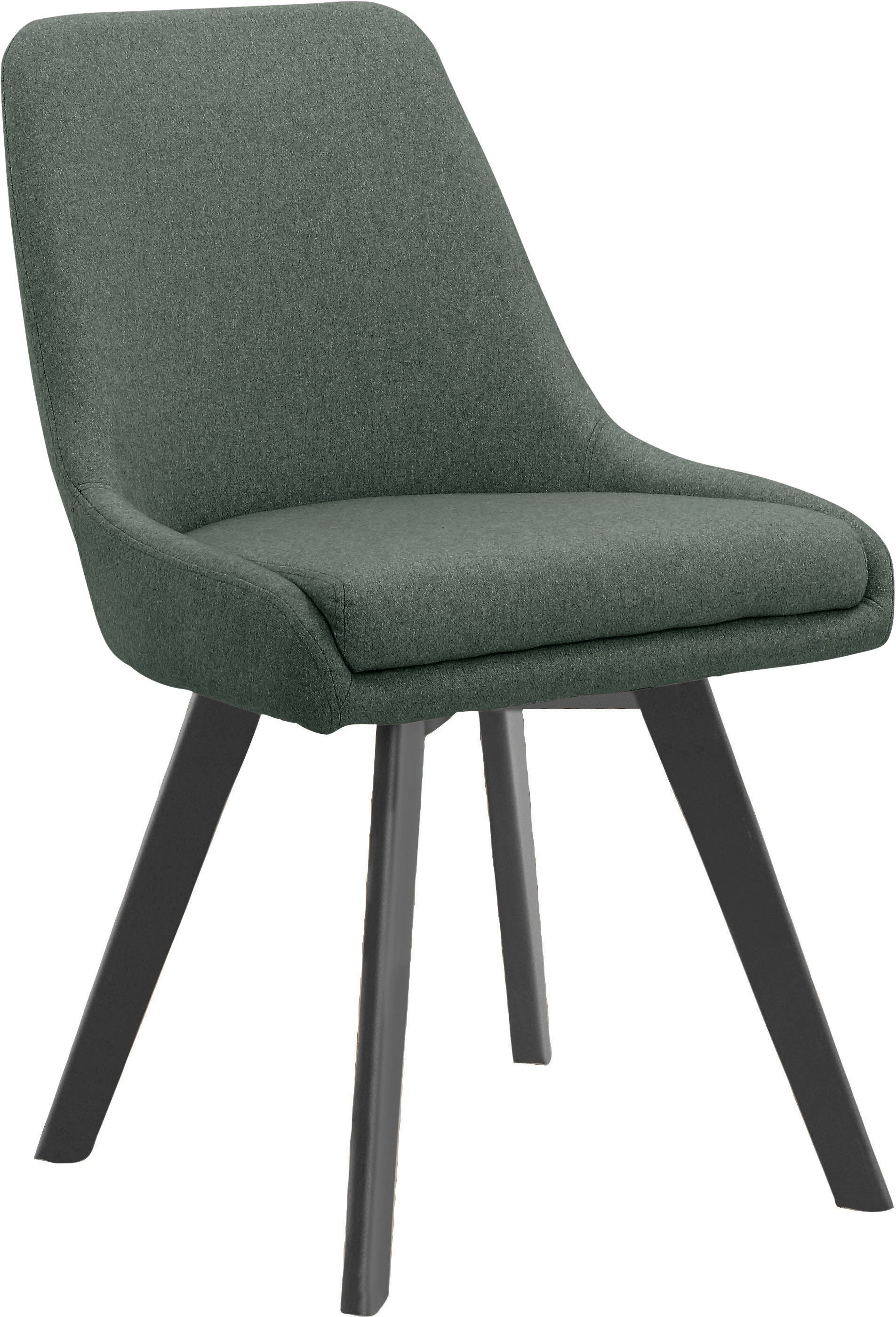 Leonique Esszimmerstuhl Dilla (Set, 2 St), 2er Set, Webstoff Bezug, Beingestell aus Metall, Sitzhöhe 48 cm dunkelgrün | Stühle