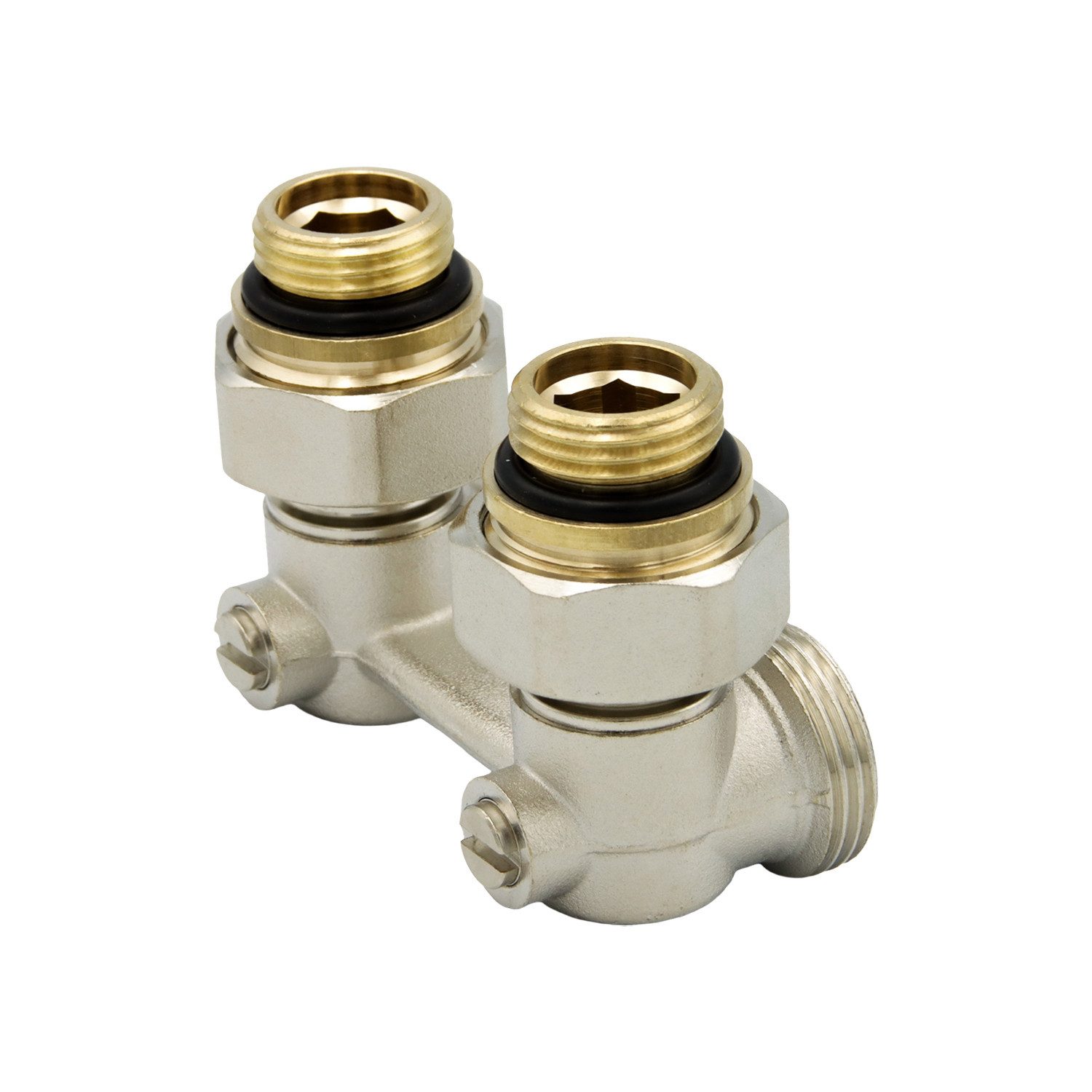 Caleffi Heizkörperthermostat Hahnblock 1/2" x 3/4" Eckform Winkel Heizkörper Anschluss