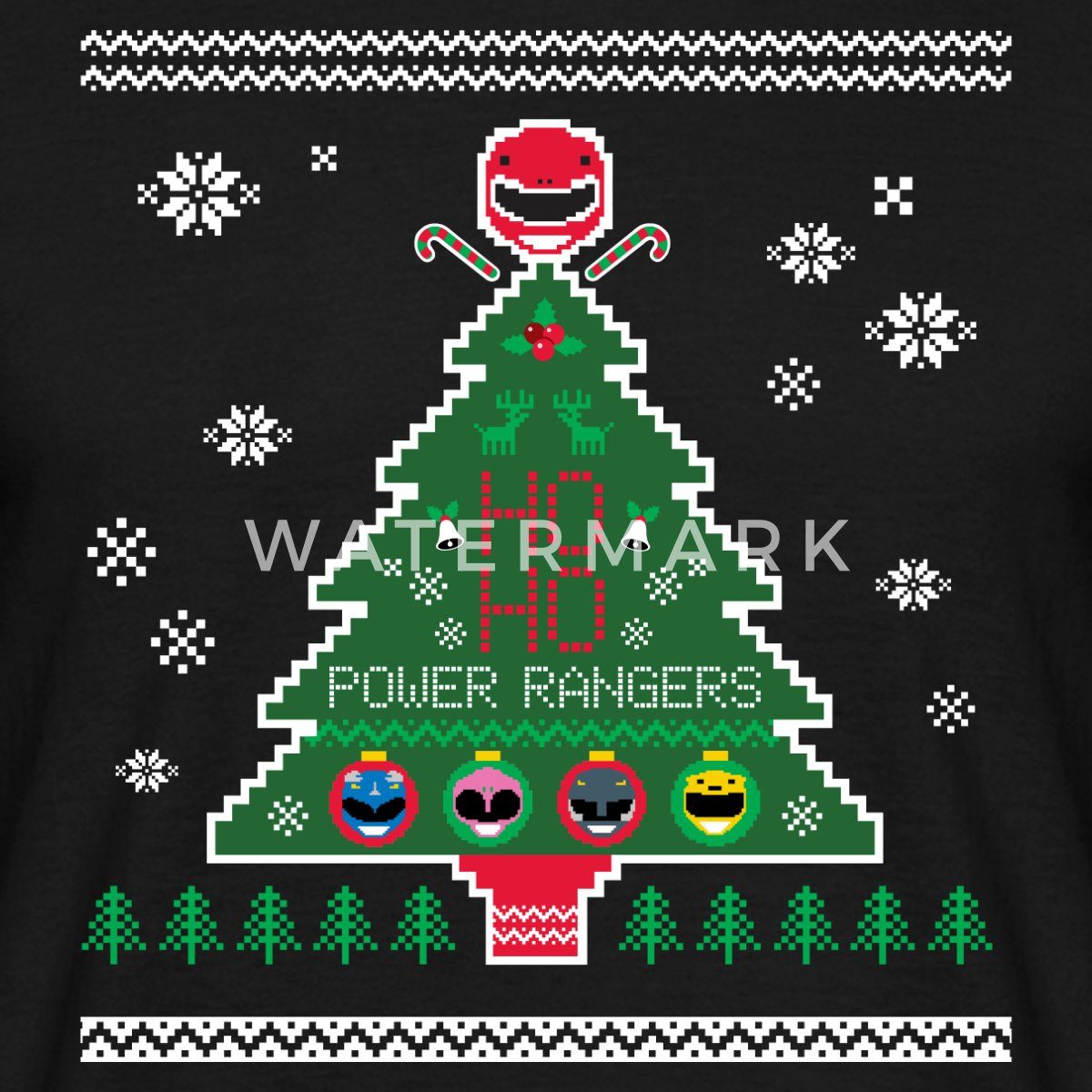 Spreadshirt T-Shirt Power Rangers Ugly Christmas Weihnachtsbaum Männer T-Shirt (1-tlg)