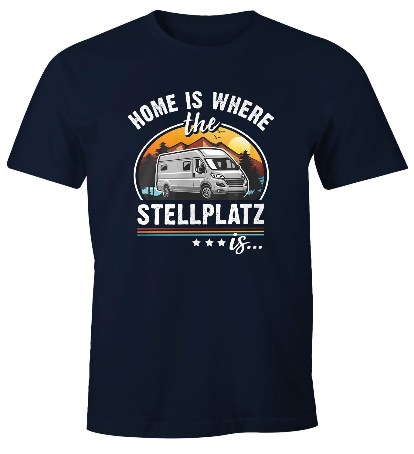 Print-Shirt Herren T-Shirt Camping Home is where the Stellplatz is Geschenke für