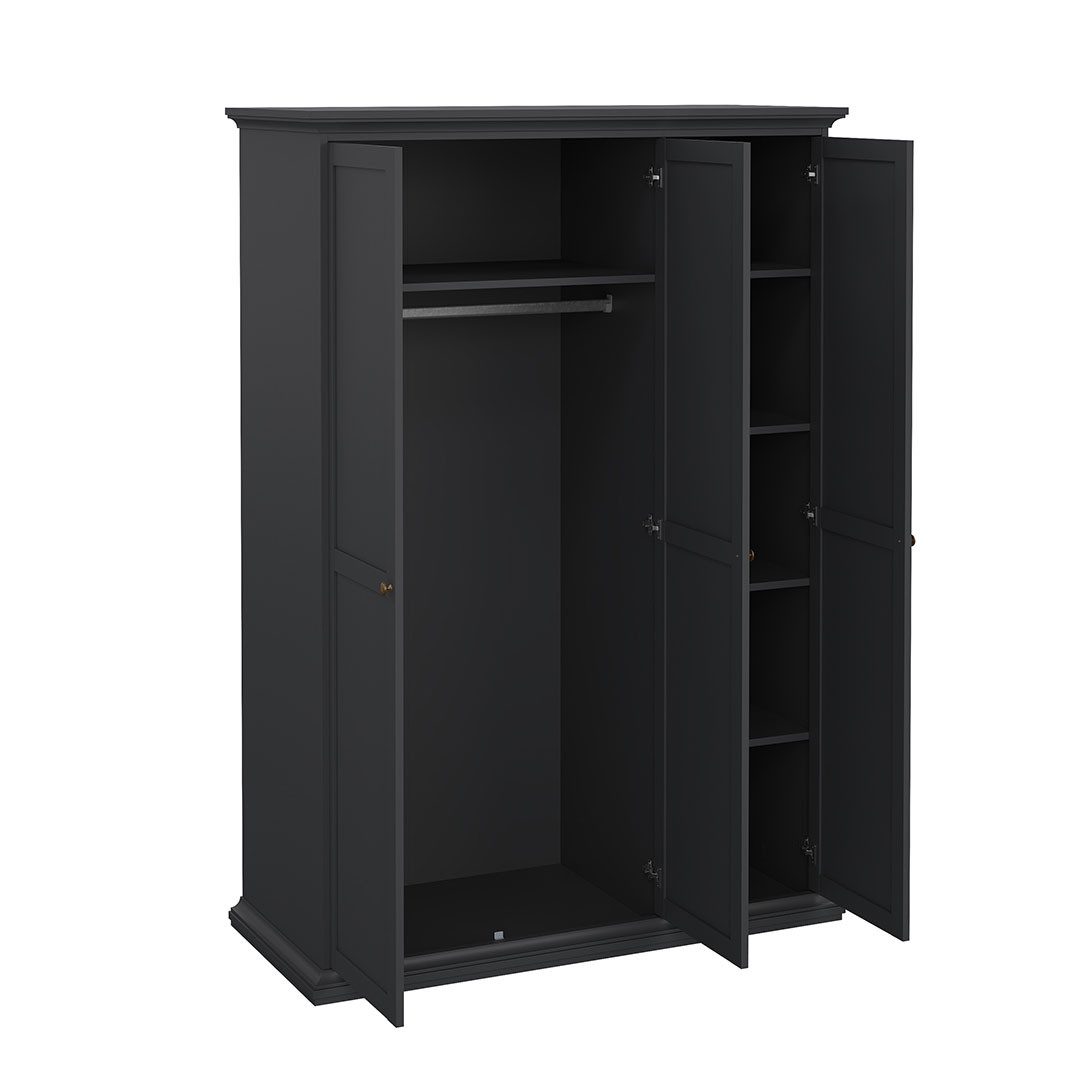 ebuy24 Kleiderschrank Venedig Kleiderschrank 3 Türen matt grau.