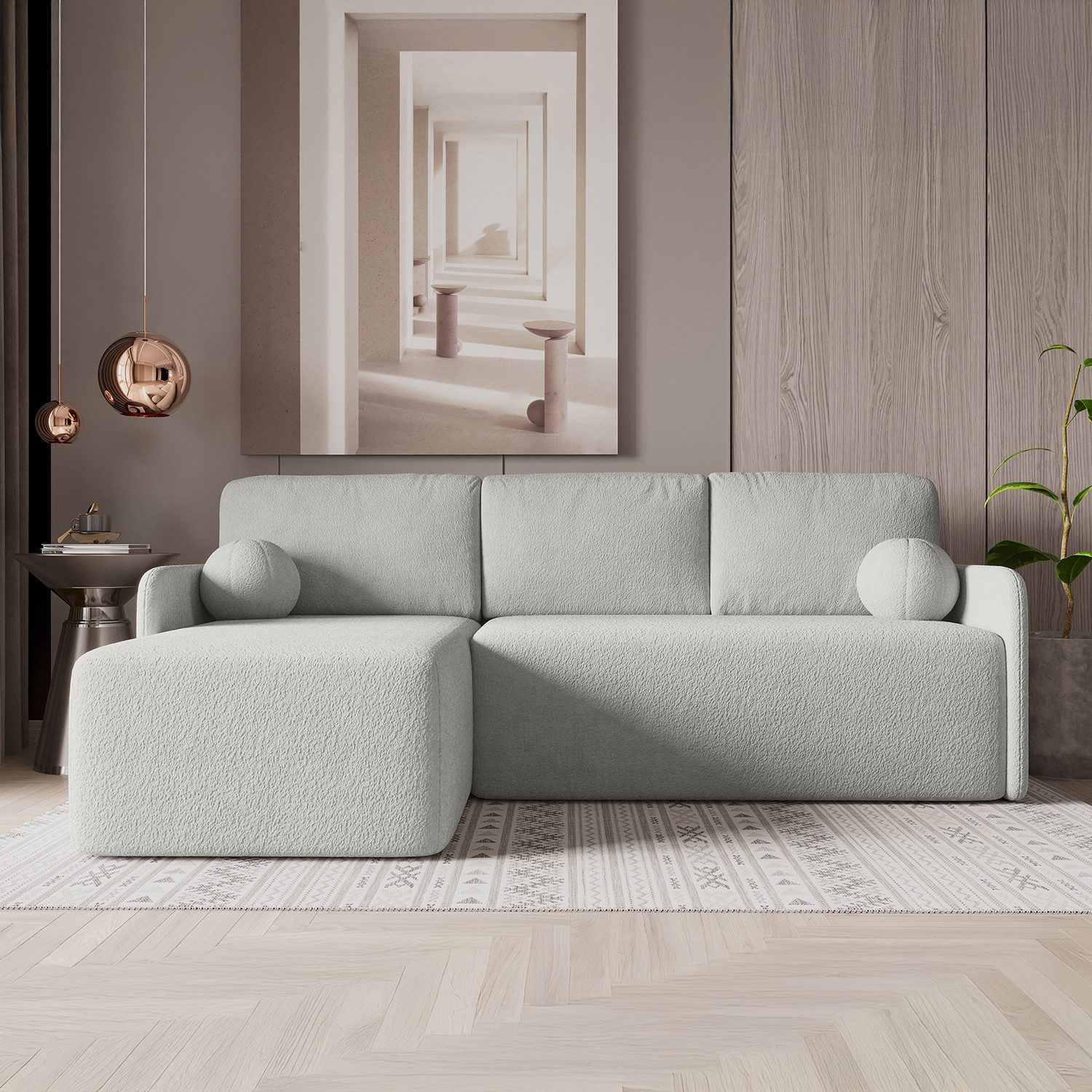 Björn&Schiller Ecksofa Schlafsofa mit Bettkasten, 212x92x142cm, 3 Sitzer, bequemes Sofa mit Schlaffunktion für Wohnzimmer, Schlafcouch