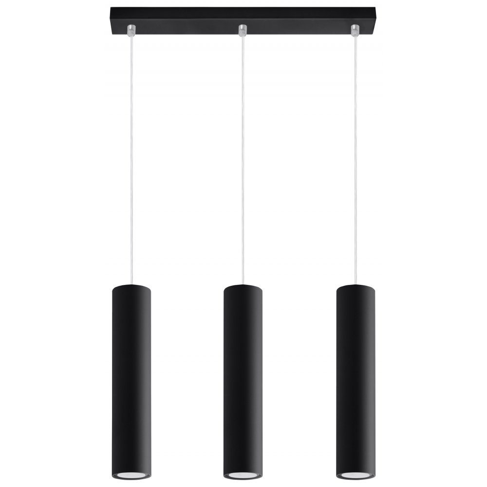 SOLLUX lighting Deckenleuchte Hängelampe Pendelleuchte LAGOS 3 schwarz, 3x GU10, ca. 45x6x90 cm