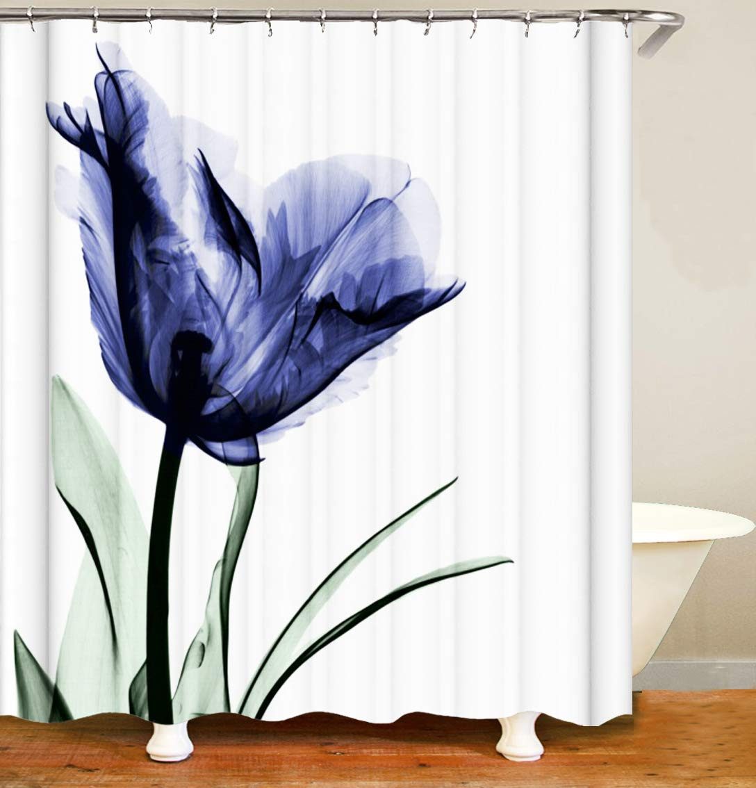M&W DAS DESIGN Duschvorhang 180x200 Shower curtains Anti schimmel Waschbar lila Tulpen
