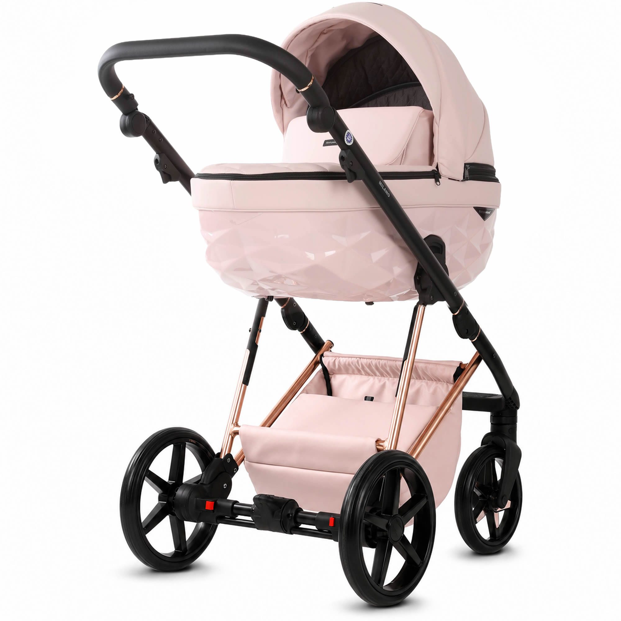 Knirpsenland Kombi-Kinderwagen Milano 2in1 Luxus 3D Wanne, Sportsitz, Wickeltasche, viel Zubehör, (Spar-Set), hohe Sicherheit durch One-Klick System der Kinderwagenaufsätze