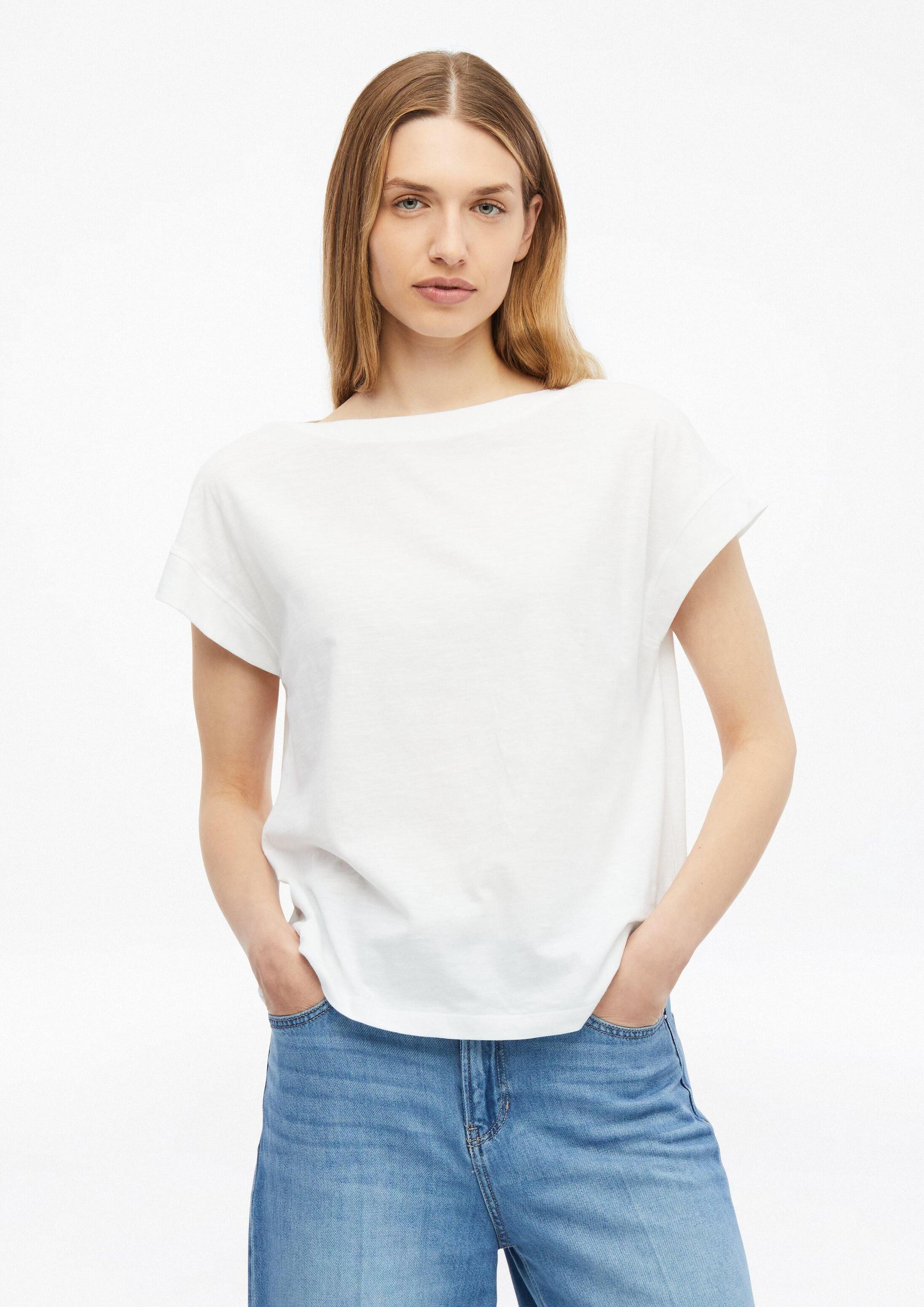 s.Oliver Kurzarmshirt T-Shirt T-Shirt in Flammgarnstruktur mit U-Boot-Ausschnitt
