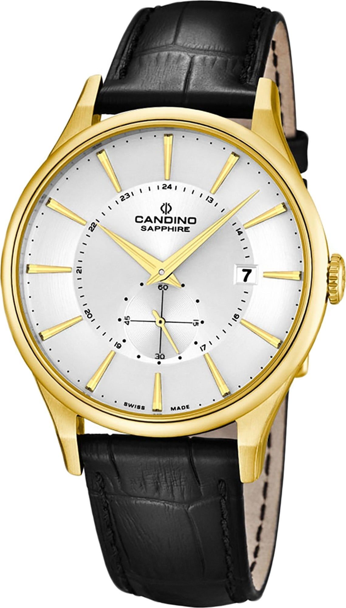 Candino Quarzuhr Candino Elegance Quarzwerk Damen Uhr, Damenuhr mit Lederarmband, rundes Gehäuse, groß (ca. 41,3mm), Elegant- | Quarzuhren