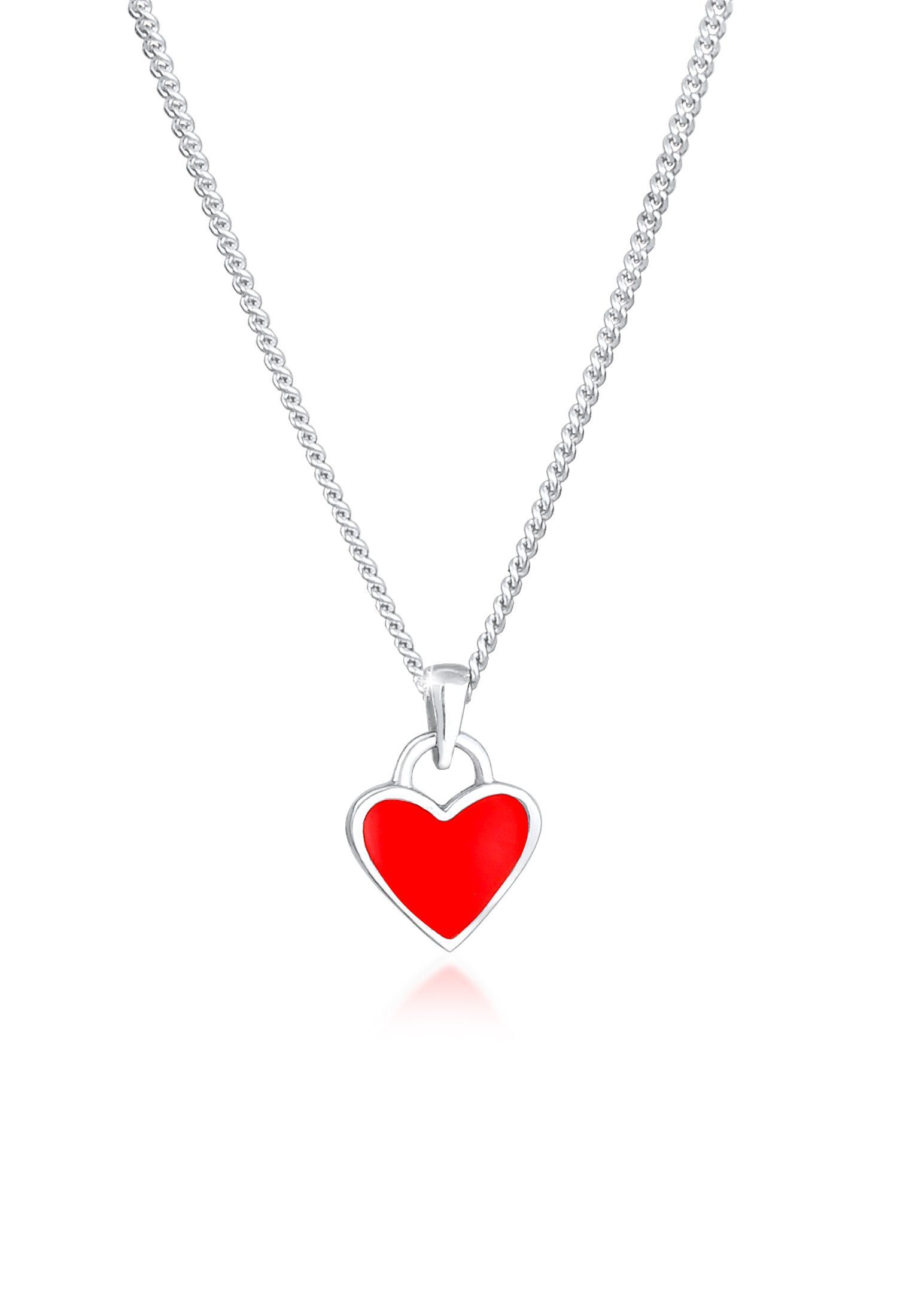 Kette mit Anhänger Kinder Herz Anhänger Emaille 925 Silber