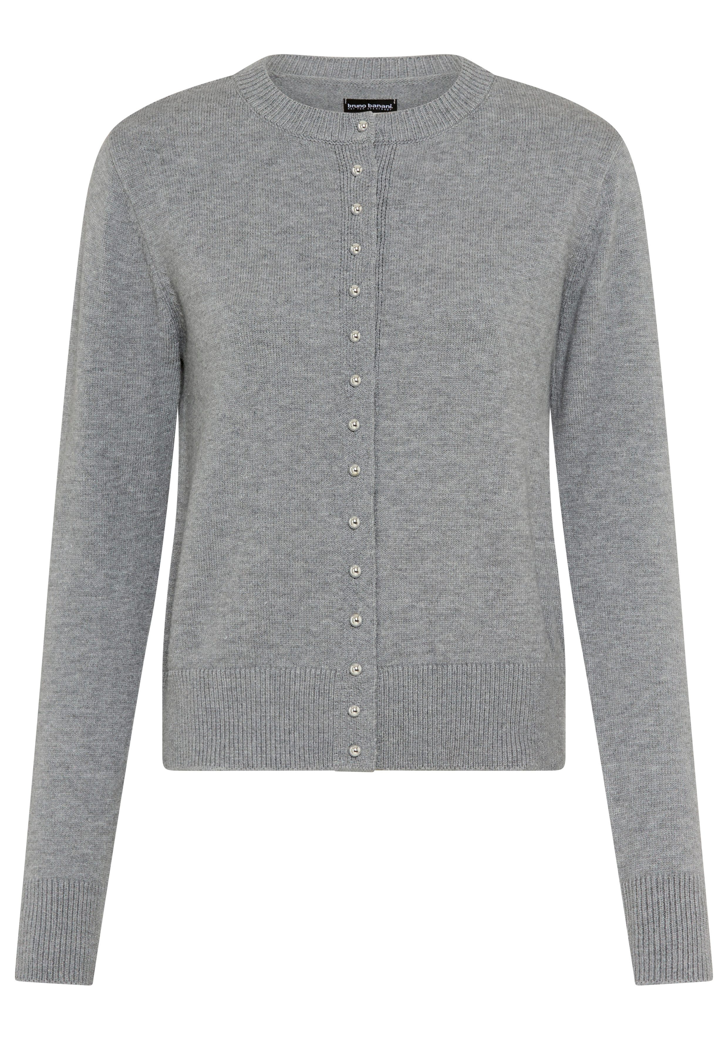 Bruno Banani Cardigan figurbetonte Passform, hüftlange Schnittform, mit Rundhalsausschnitt