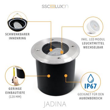 SSC-LUXon LED Gartenstrahler LED Bodeneinbauleuchte JADINA flach, schwenkbar & rund IP67, Neutralweiß