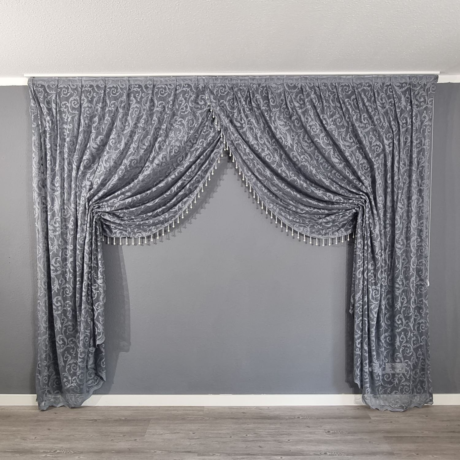 Gardinen by Justyna Gardine Kruvaze Grau, Kräuselband, Lichtschutz, Store,P günstig online kaufen