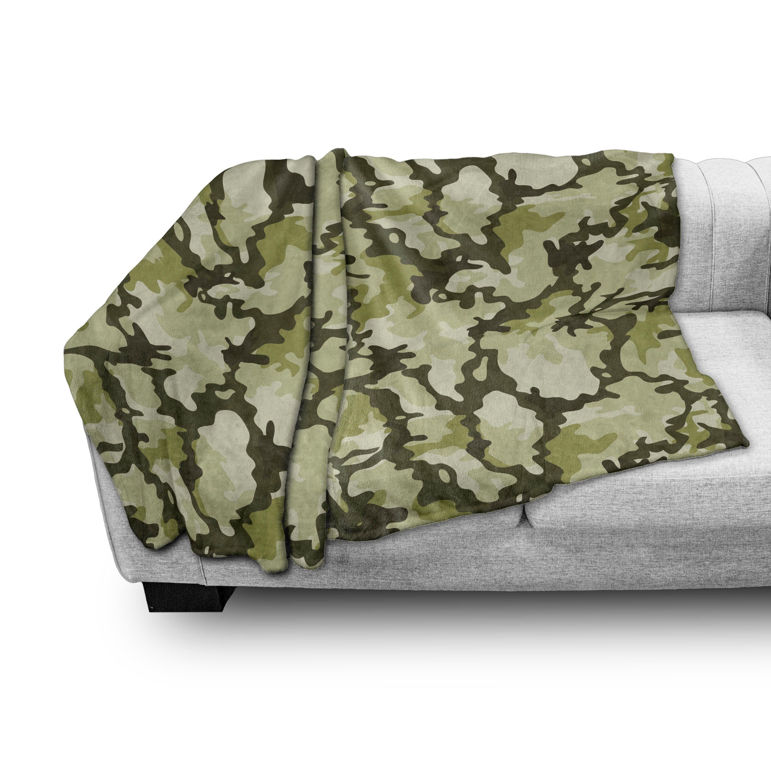Camouflage-Design den Gemütlicher Außenbereich, Innen- Wohndecke Jungle Grün Abakuhaus, Plüsch und für