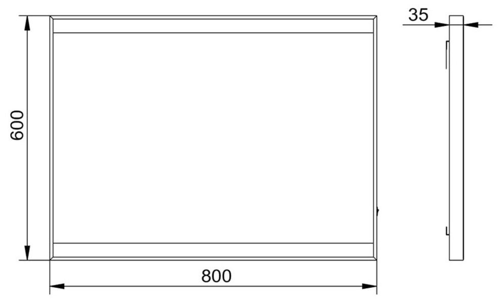 80x60 BxH: cm, (Komplett-Set), Badspiegel SHINE energiesparend BLACK Talos