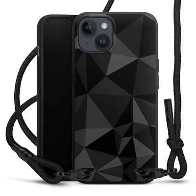 DeinDesign Handyhülle Geometric Muster Abstrakt Polygon Pattern Black, Apple iPhone 14 Plus Premium Handykette Hülle mit Band Cover mit Kette