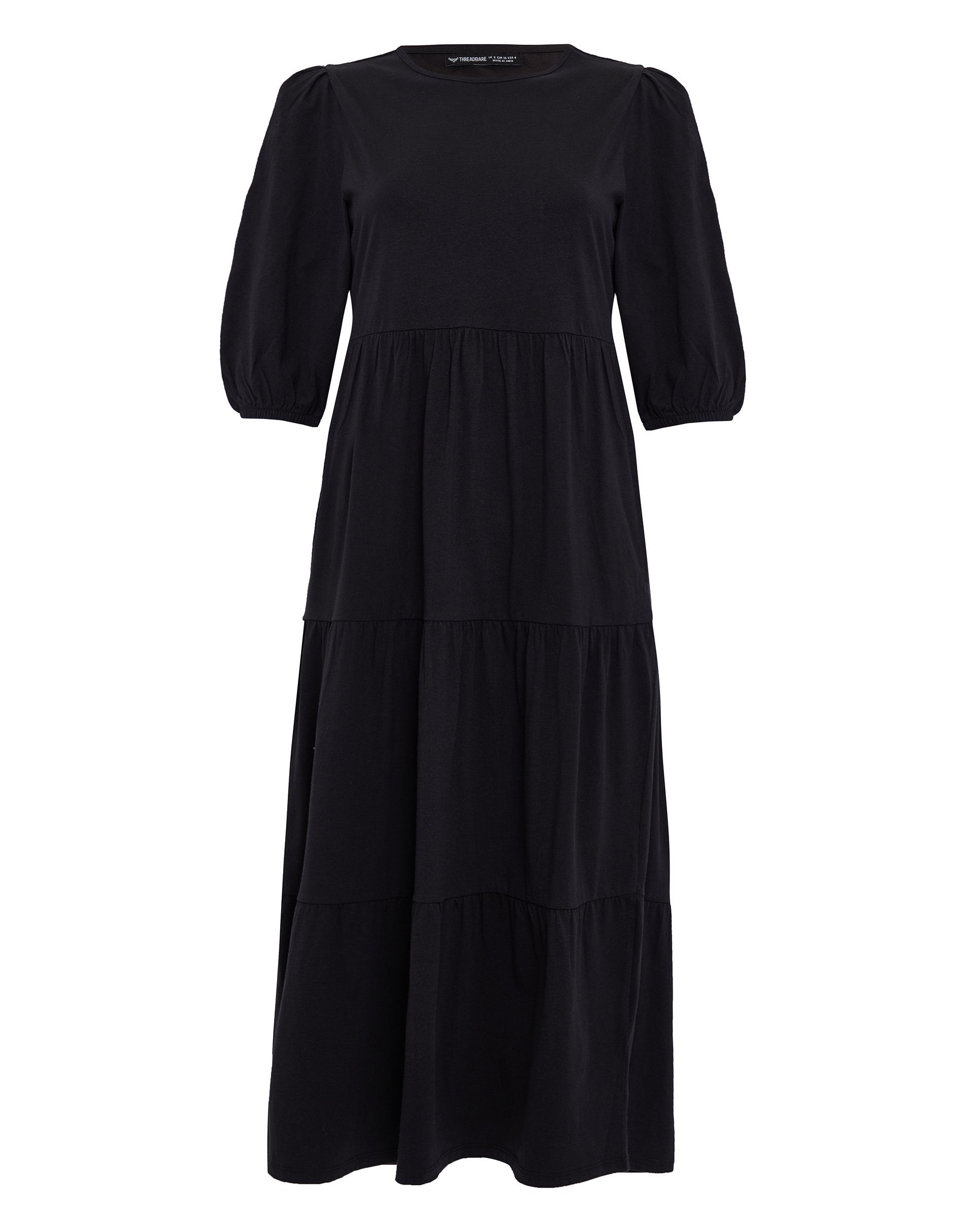 THB Dress Threadbare Black Tiered - Sommerkleid Midi schwarz Finn
