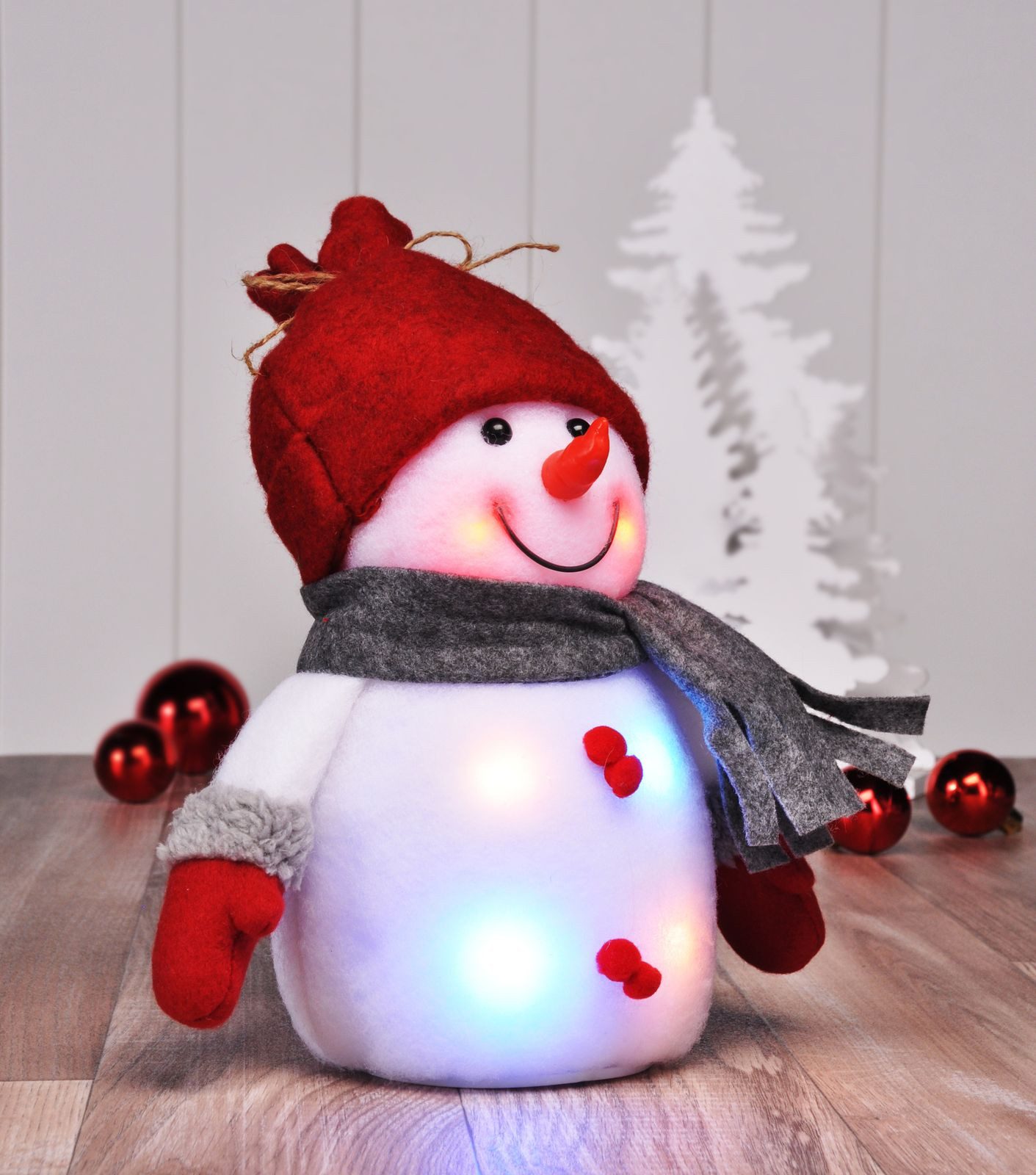 Gravidus Schneemann Dekorativer Schneemann LED Figur bunt Innenbereich 24 cm