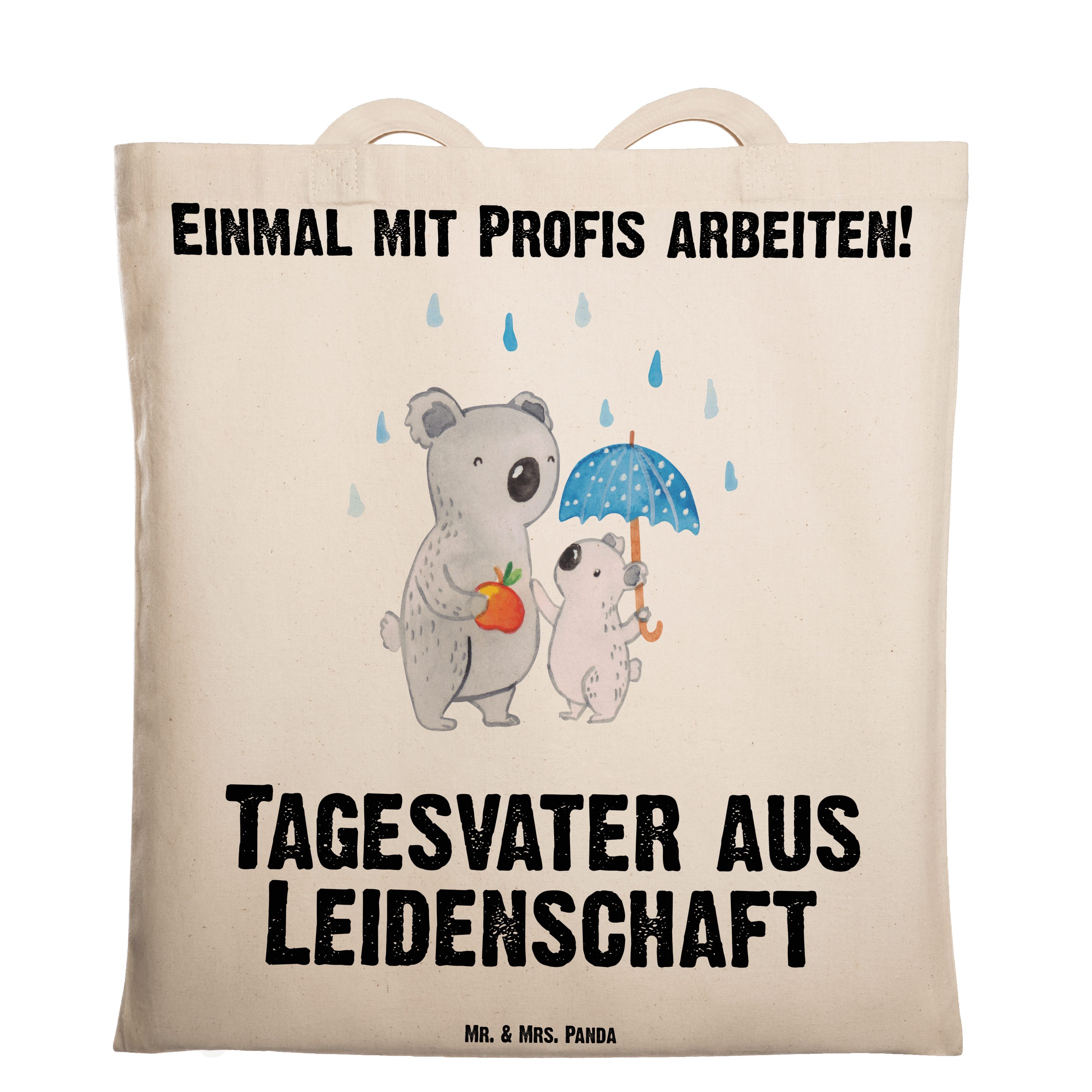 Mr. & Mrs. Panda Tragetasche Tagesvater aus Leidenschaft - Transparent - Geschenk, Beutel, Beutelt (1-tlg)