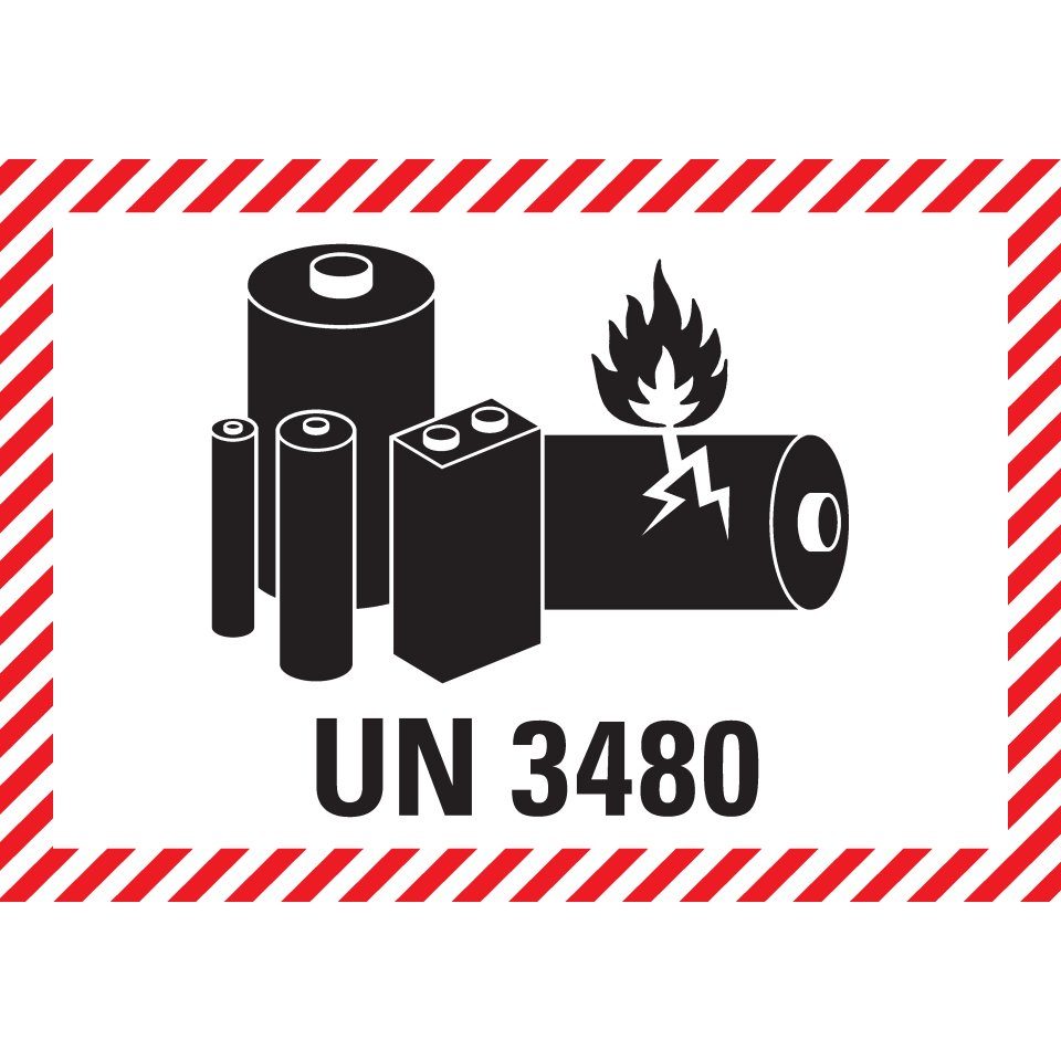 Hinweisschild Verpackungskennz. UN 3480, Haftpapier, permanent, 100x70mm, 1000/Rolle