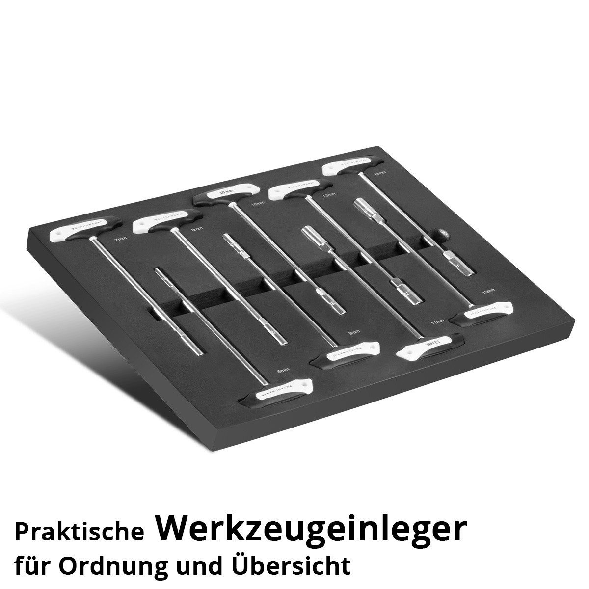 STAHLWERK Steckschlüssel Werkzeugwageneinlage T-Griff Schraubendreher-Satz (Set, 9 St), Schweißer-Gripzangen inklusive Transportkoffer