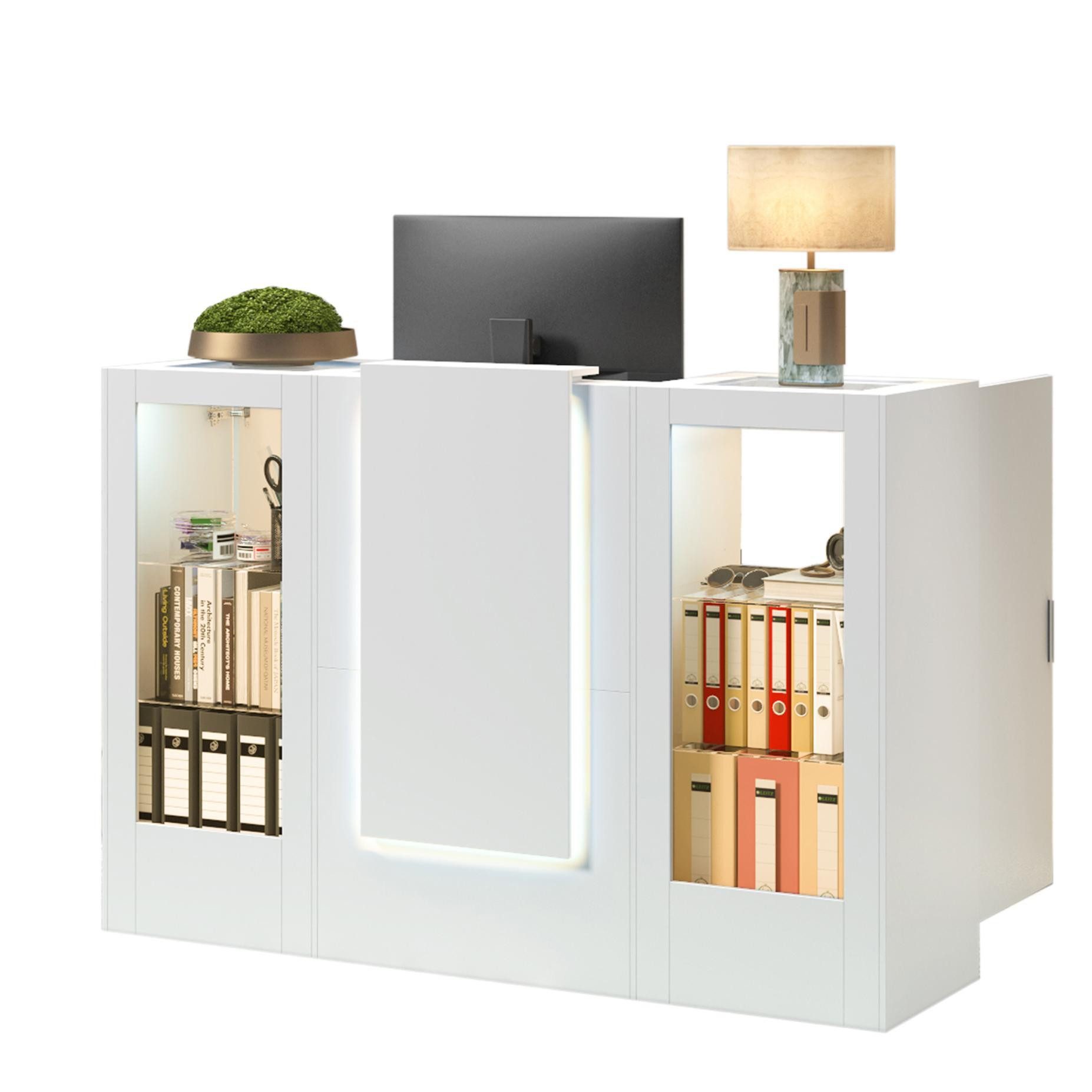 FUFU&GAGA Empfangstheke mit 2 Schränken und 1 Tastaturschublade, 150 x 52 x günstig online kaufen