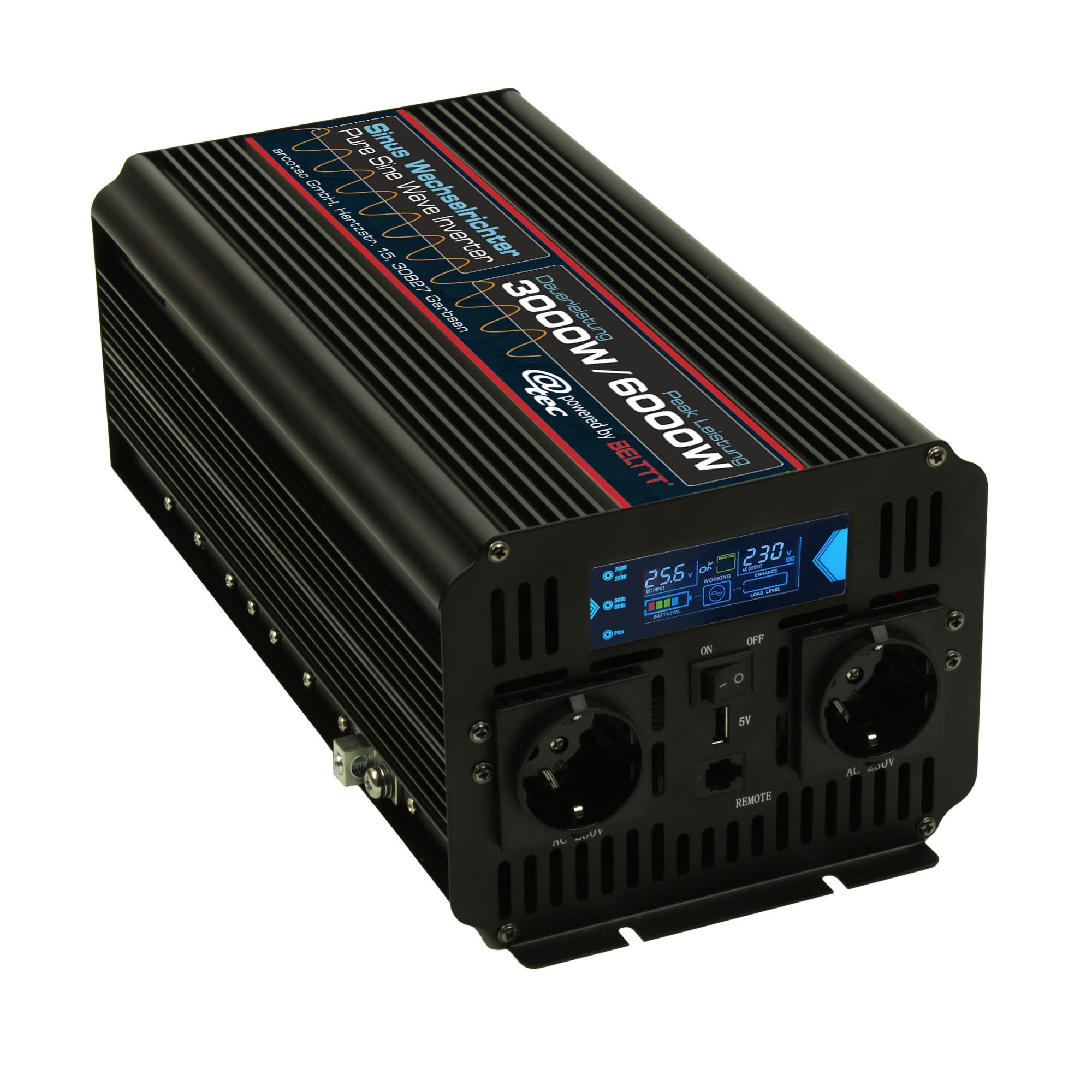 @tec Spannungswandler Reiner Sinus Inverter Wechselrichter 24V auf 230V