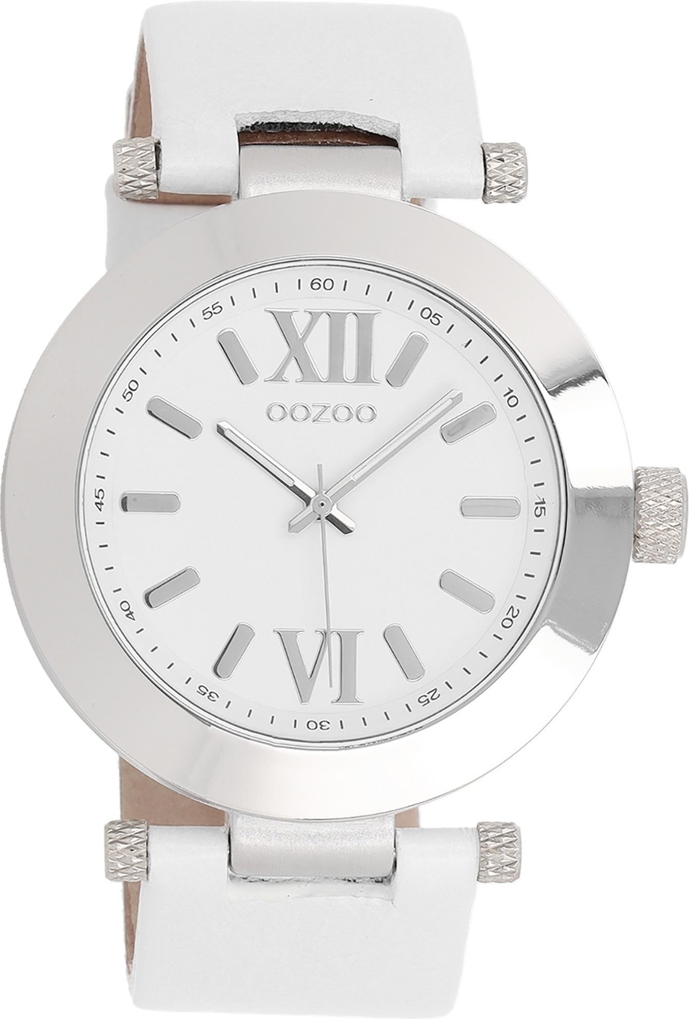 OOZOO Quarzuhr Oozoo Herren Armbanduhr Vintage Series, (Analoguhr), Herrenuhr rund, groß (ca. 40mm) Lederarmband weiß