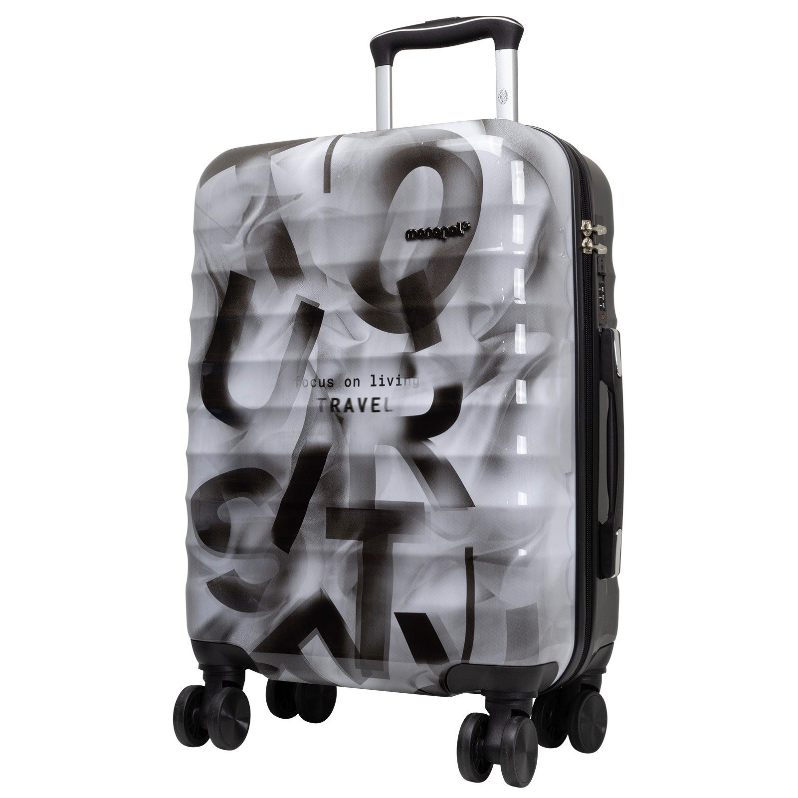 Trendyshop365 Trolley Koffer Verona, bunt, 4 Farben, 3 Größen, 4 Rollen, Polycarbonat, Doppelrollen, Graffiti Design