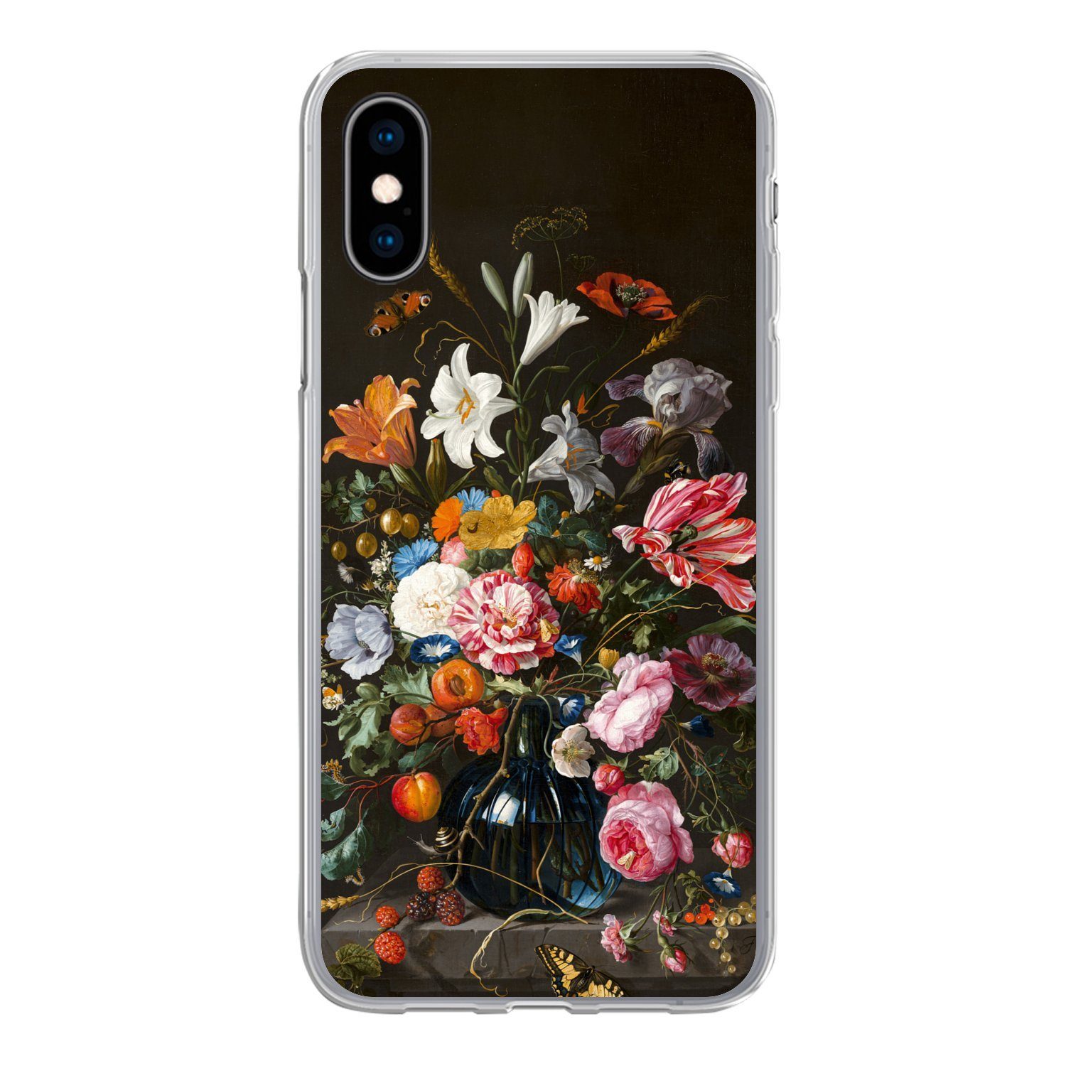 MuchoWow Handyhülle für Apple iPhone X Vase mit Blumen - Jan Davidsz de Heem - Kunst, Smartphone-Bumper, Print, Handy Schutzhülle Dünn