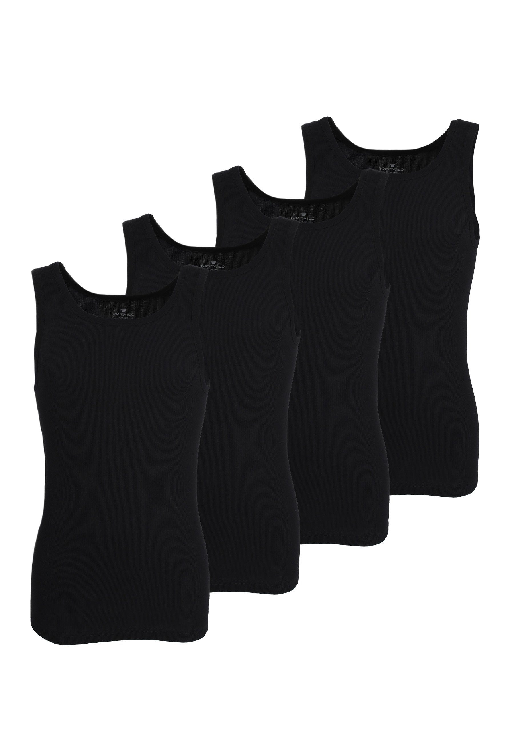 TOM TAILOR Unterhemd TOM TAILOR Herren Tank-Top schwarz uni 4er Pack (4-St)