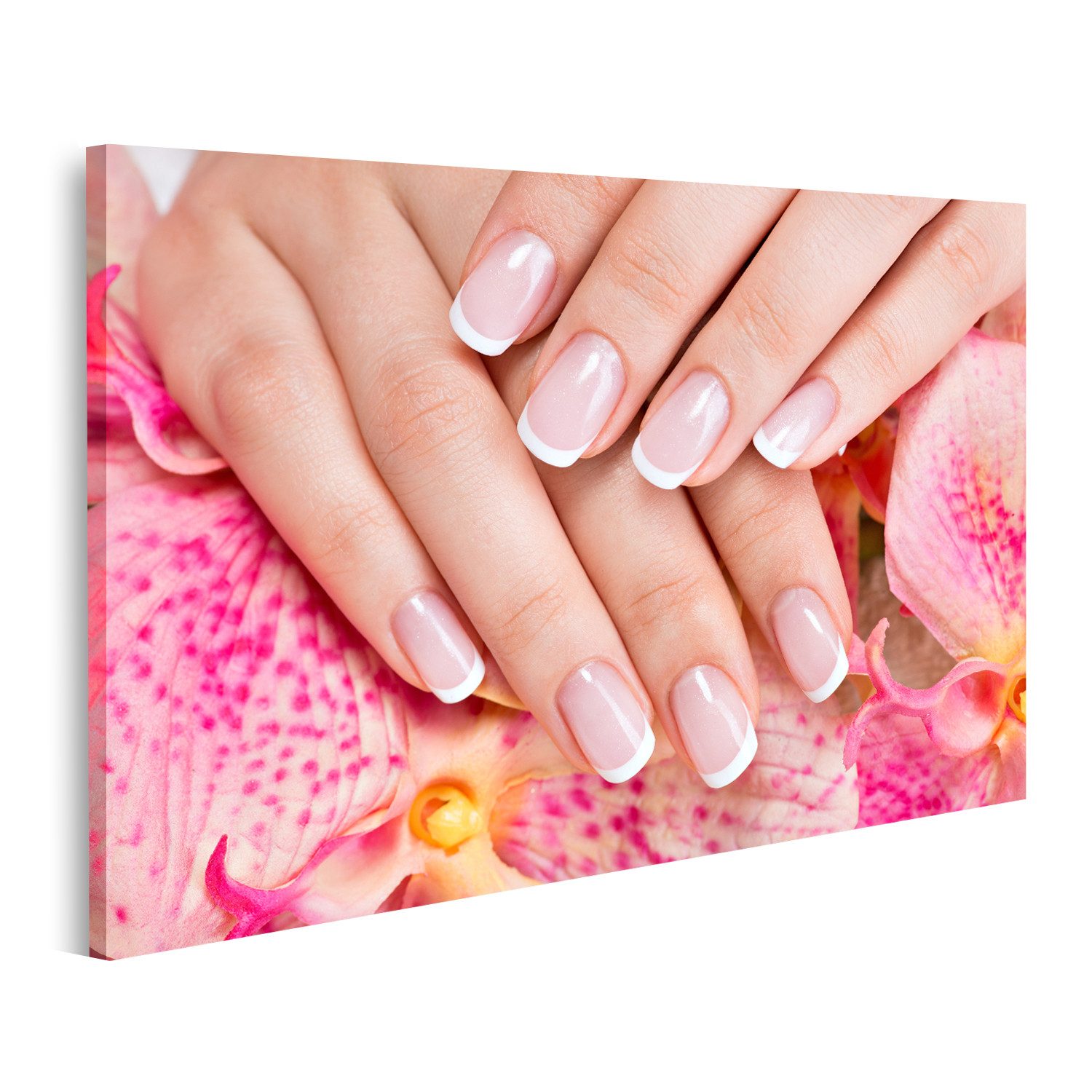 Leinwandbild Schöne Frau S Nägel Französisch Maniküre Nagelstudio Bilder