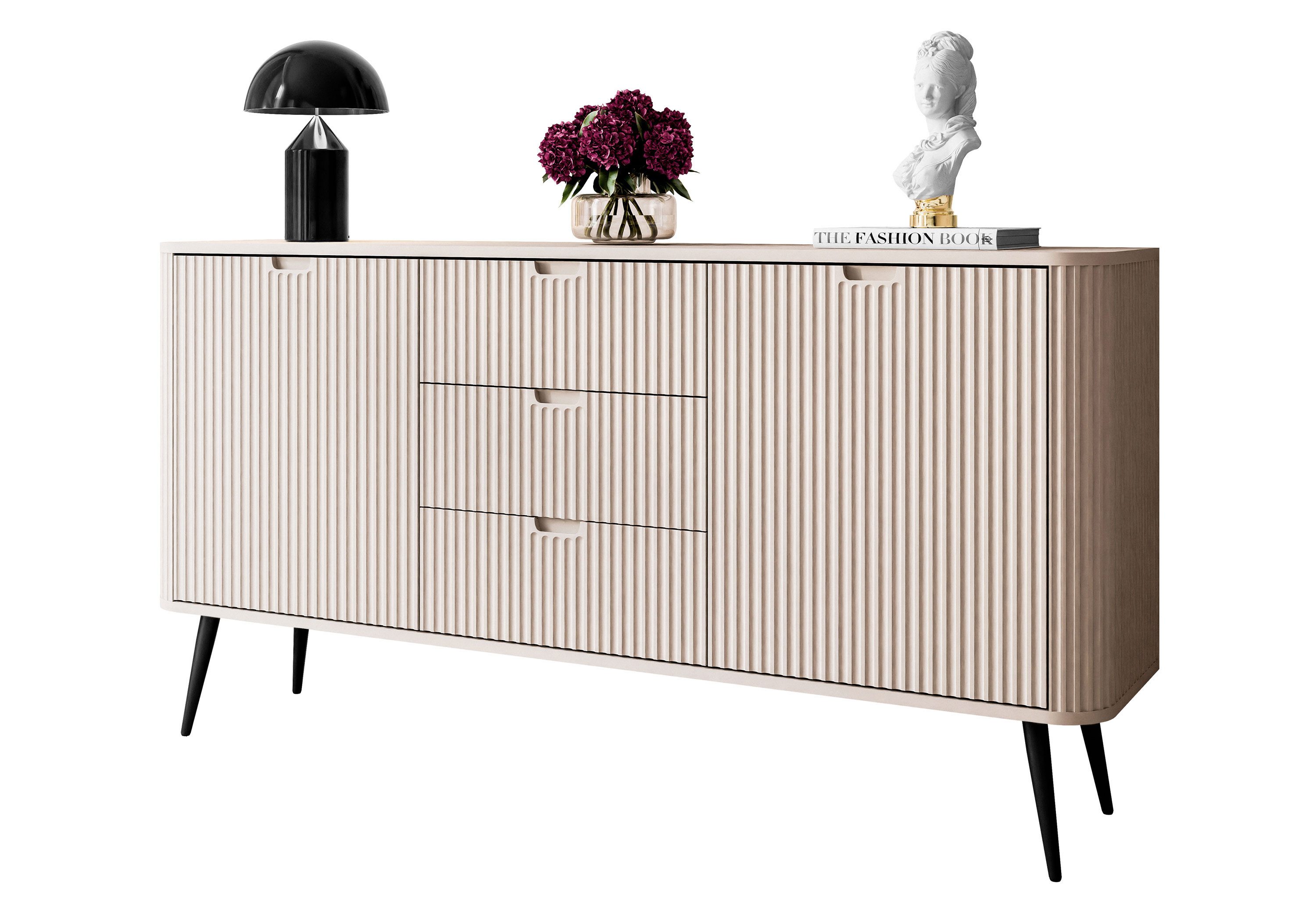 Lookway Kommode Dreitürige ZAIRA KSZ168 mit Schubladen, 168x39x87cm