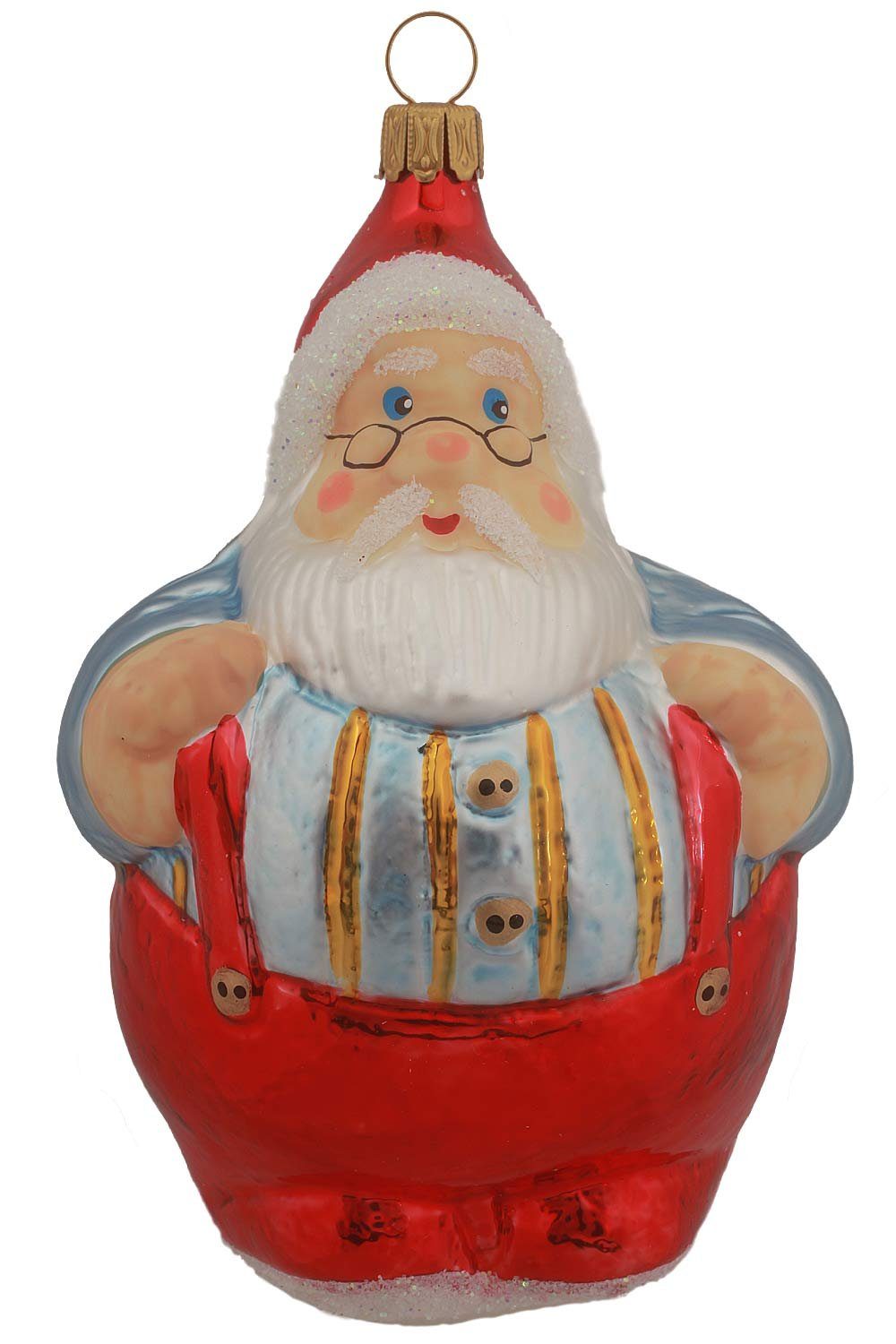 Hamburger Dekohänger mit Bauch, mundgeblasen handdekoriert Weihnachtsmann - - Weihnachtskontor dickem Christbaumschmuck