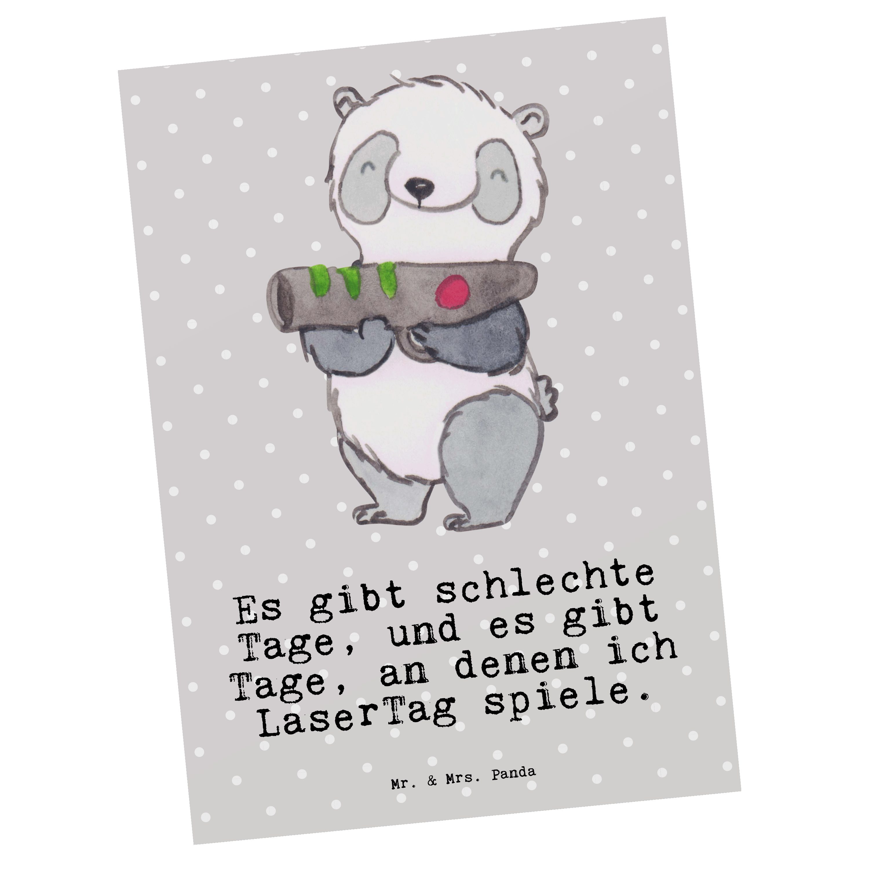 Mr. & Mrs. Panda Postkarte Geschenk, Grau Grußkarte, Schenken, - LaserTag Pastell - E Tage Panda