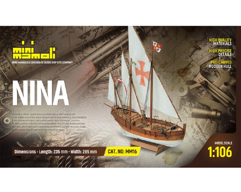Modellbausatz Mini Mamoli Segelschiff Nina 1:106 Holz Bausatz