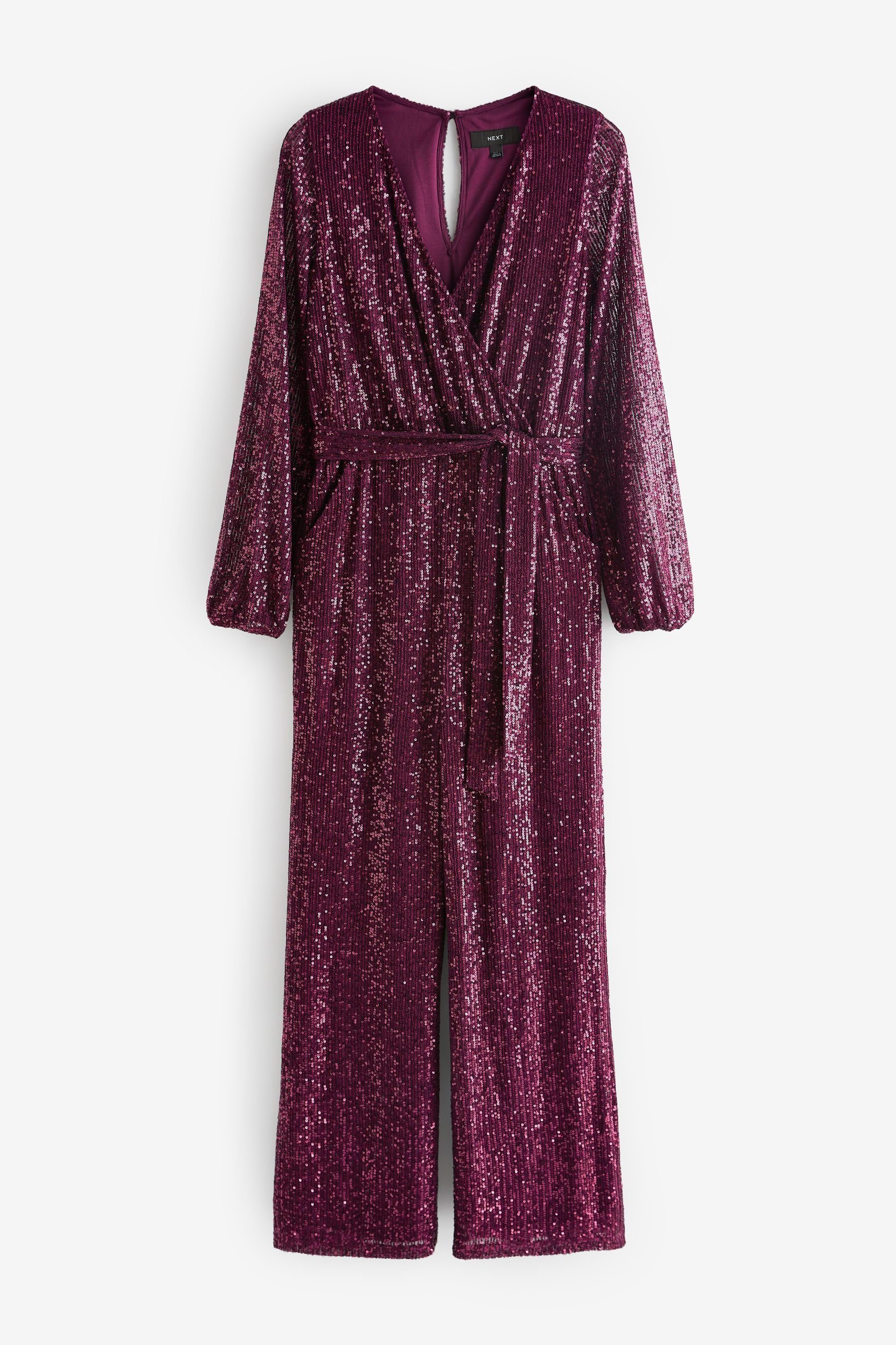 Next Jumpsuit Langärmeliger Overall mit Paillettenbesatz (1-tlg)