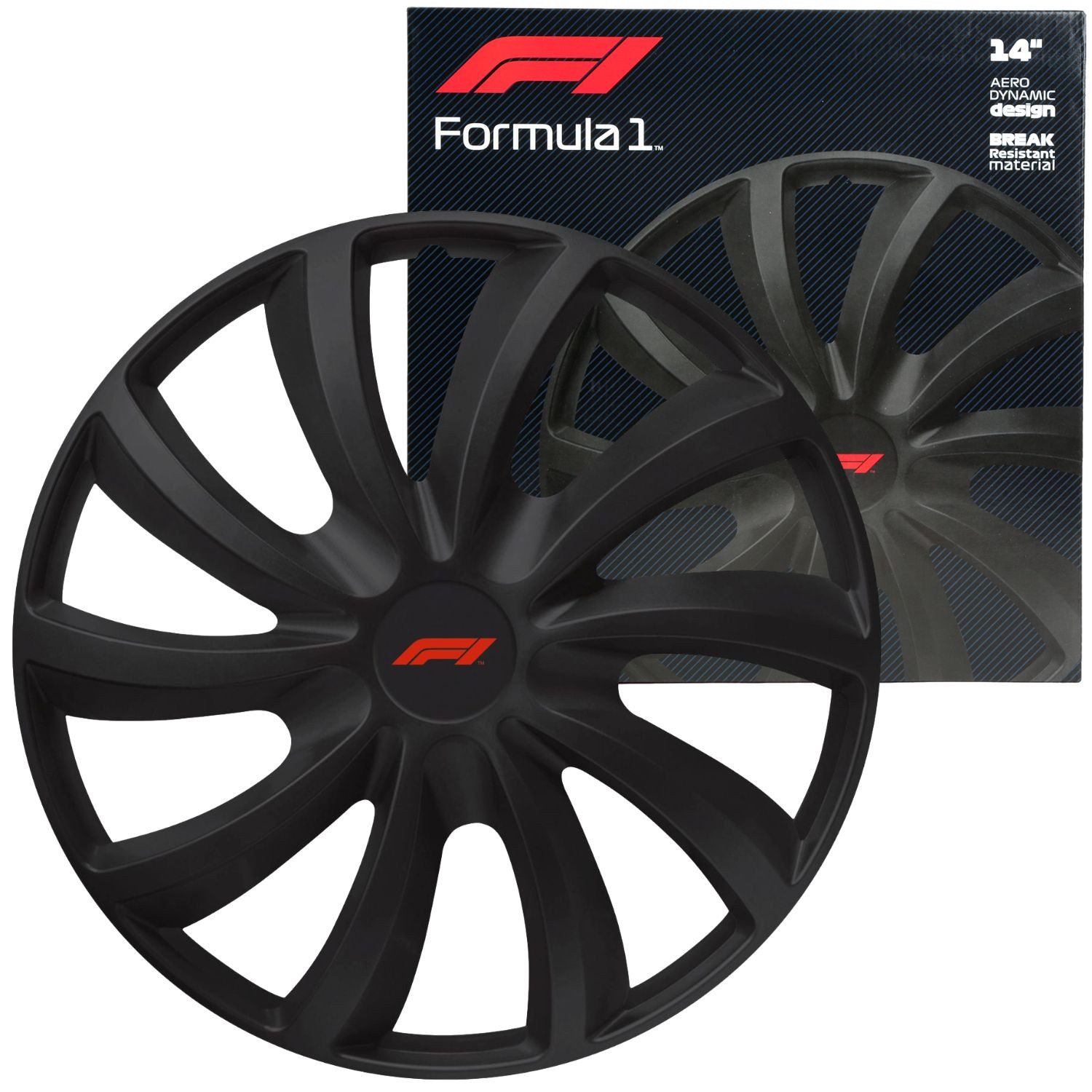 Formula 1 Колпаки Radzierblenden-Set 14 Zoll WC142 Schwarz Matt, 14 in Zoll, (Set, 4-St) Design 4x Колпаки Radblenden Abdeckung Matt Universal R14 14"