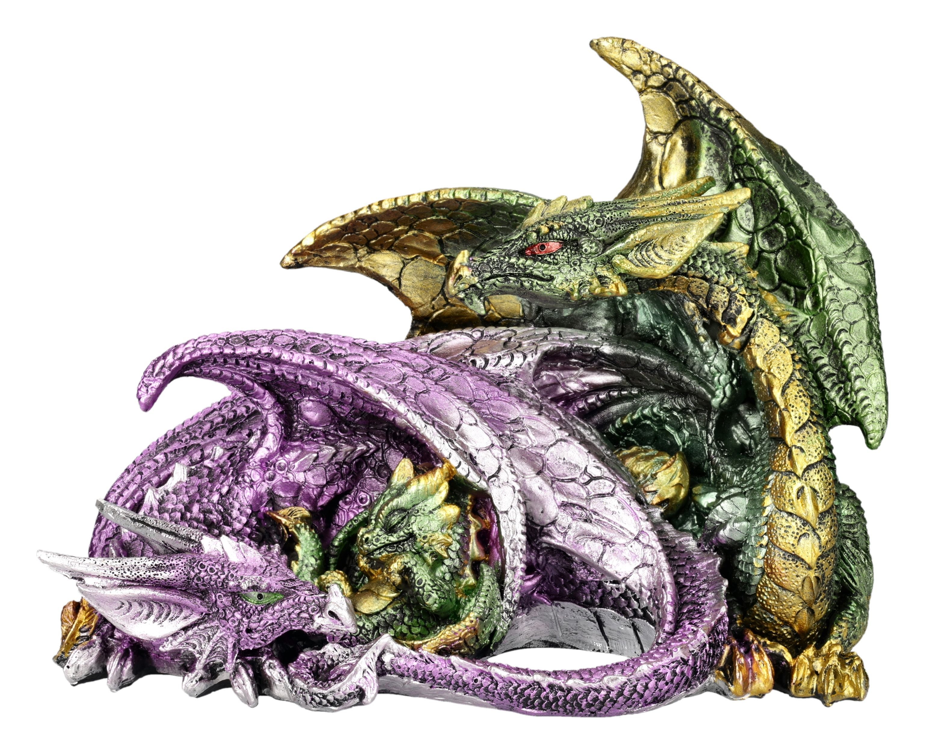 Figuren Shop GmbH Fantasy-Figur Drachen Figur – niedliche Familie mit Baby Statue Fantasy Deko 20 cm