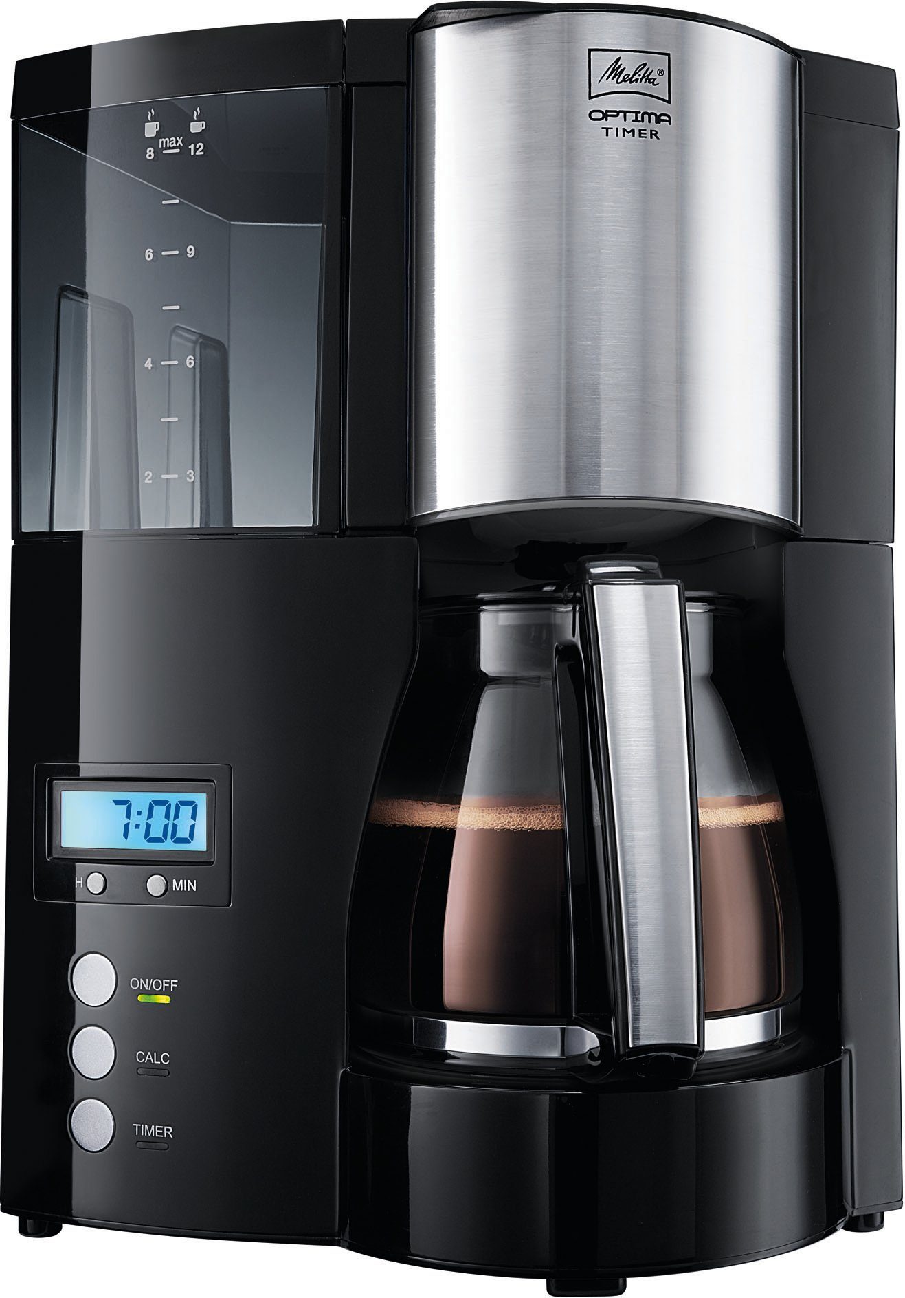 Optima Filterkaffeemaschine 100801, 102 Kaffeekanne, Melitta 1l Timer Papierfilter