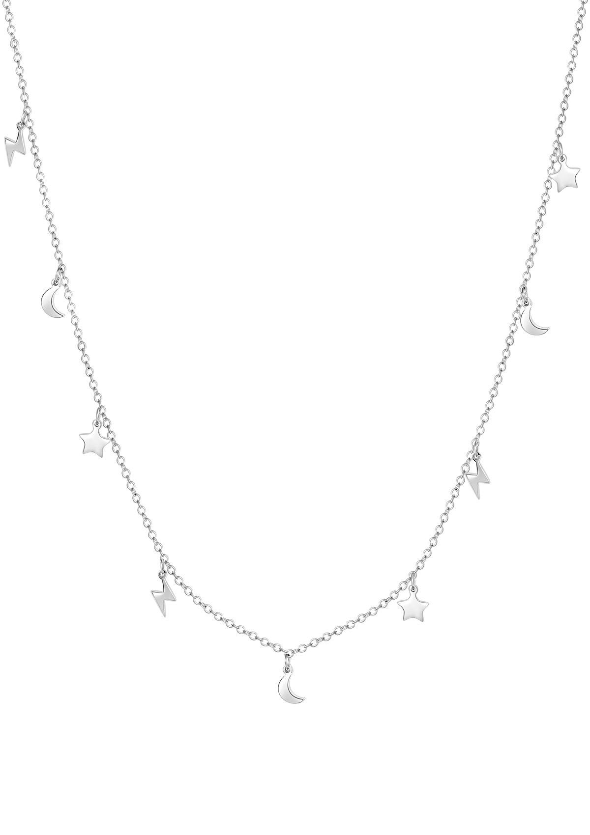 Charm-Kette Blitz Stern Mond Kette, Damen Kette 18K Roségold vergoldet